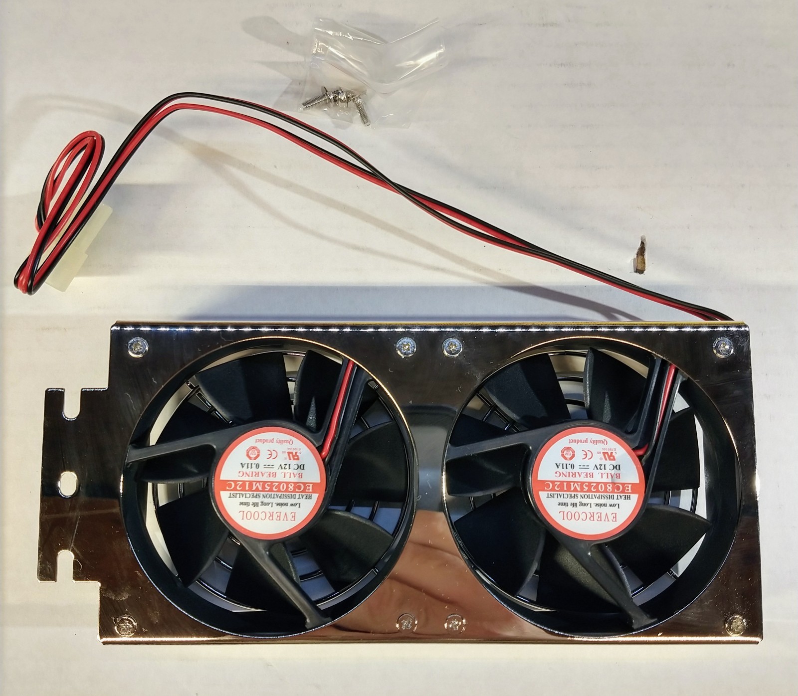 NEW Evercool System Bracket Dual 80mm 12V Ball Bearing 4-pin Cooler Fan SB-C