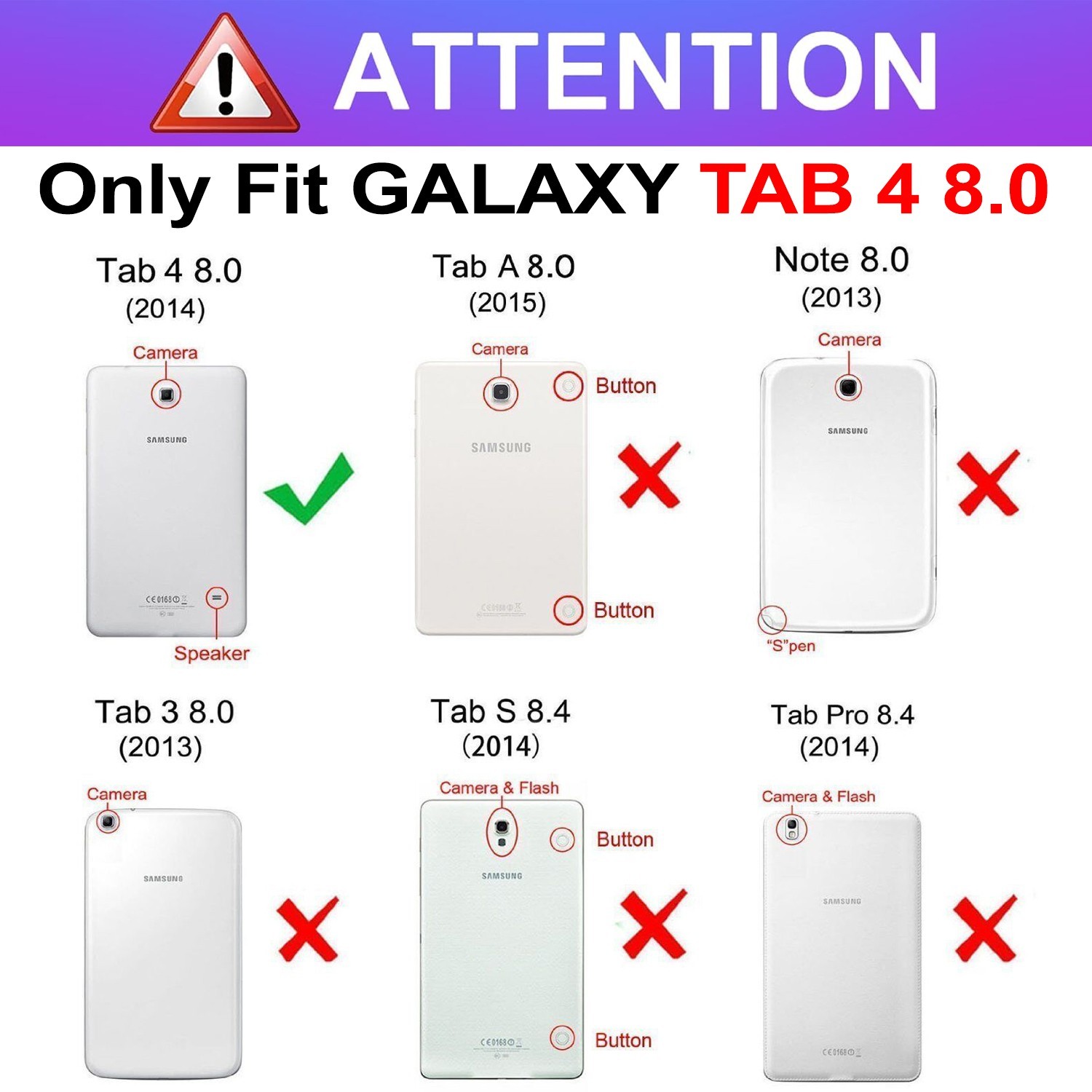 Tablet Case for Samsung Galaxy Tab 4 8 8.0″ In Shockproof Slim Folio Stand Cover