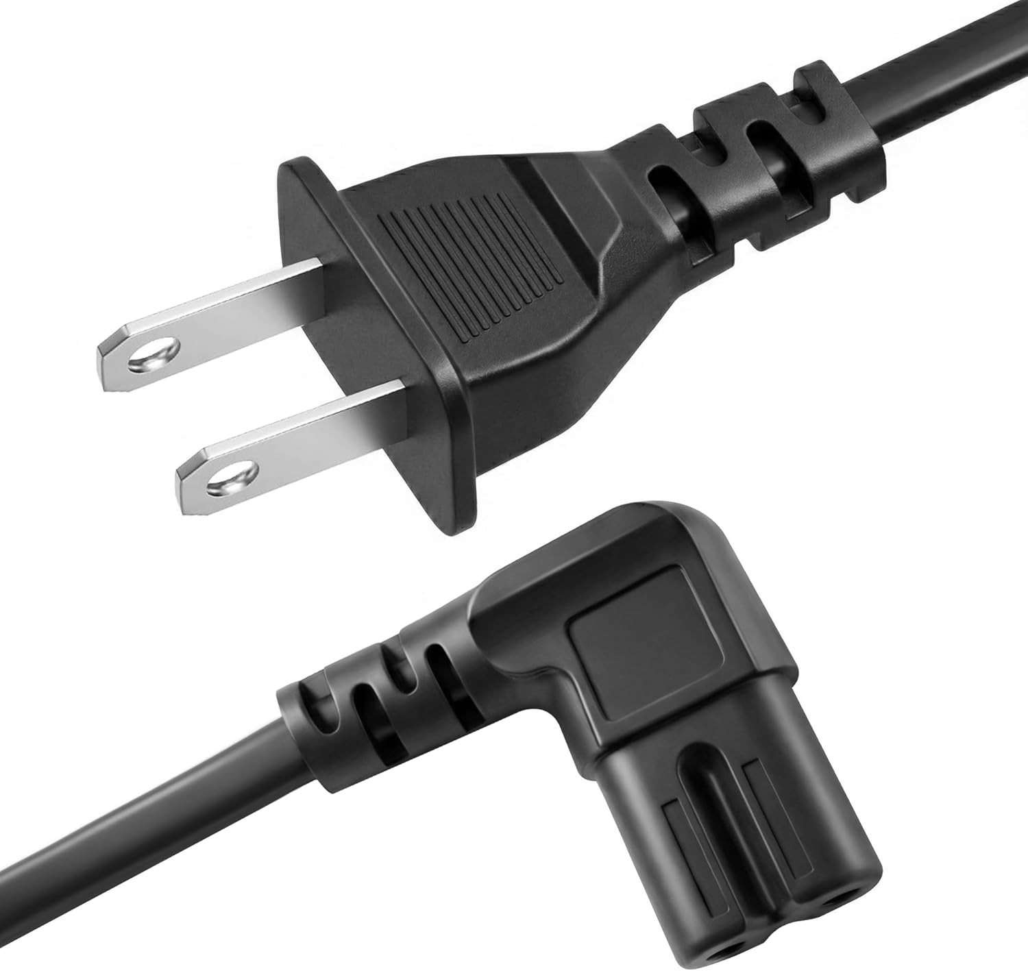 AC 90 Degree Right Angle 2 Prong TV Power Cord Replacement 5Ft L Shaped Angled I