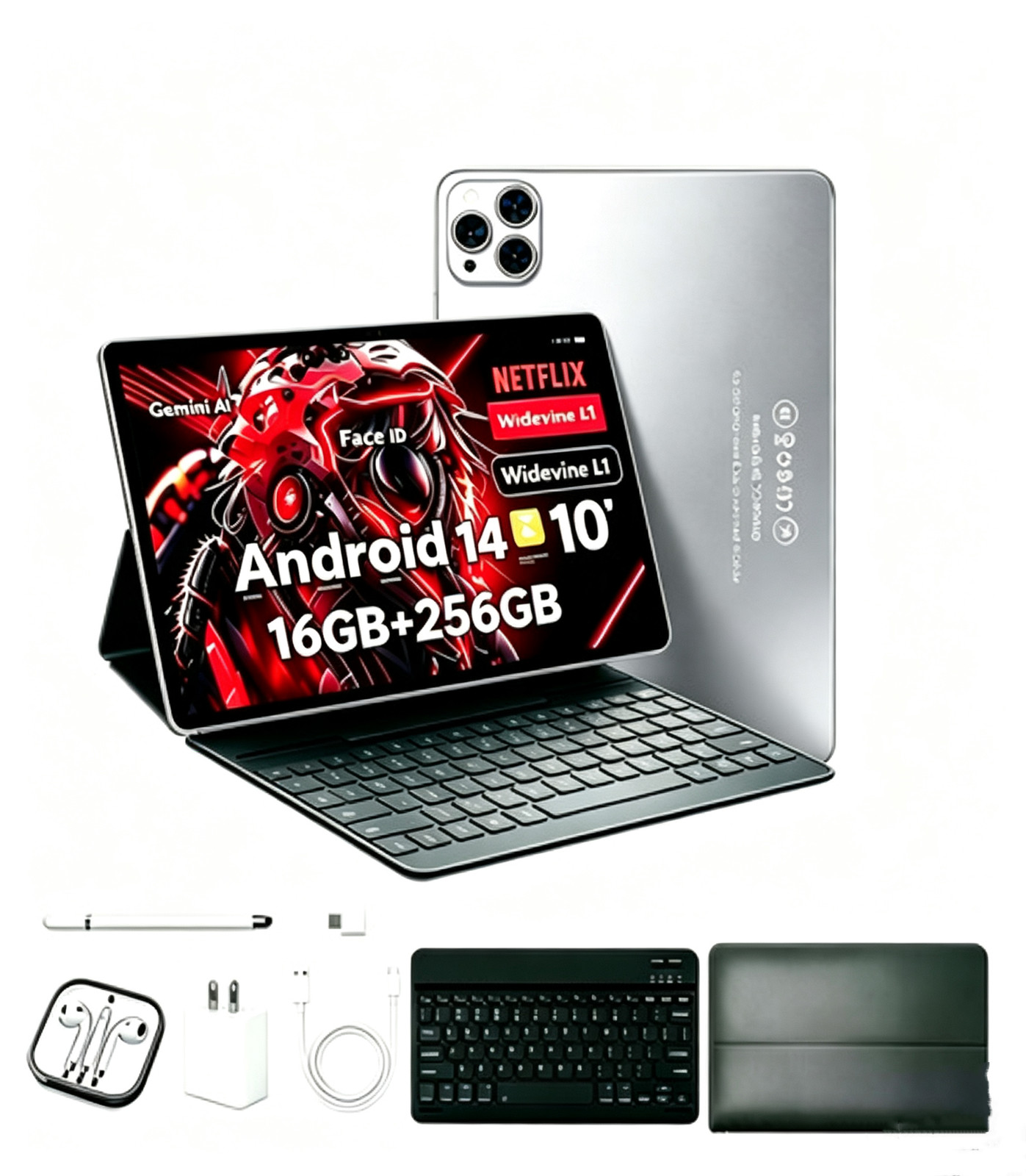 16GB+256GB Tablet Portable PC Laptop 8000mAh Support SIM Card Dual Camera Tablet