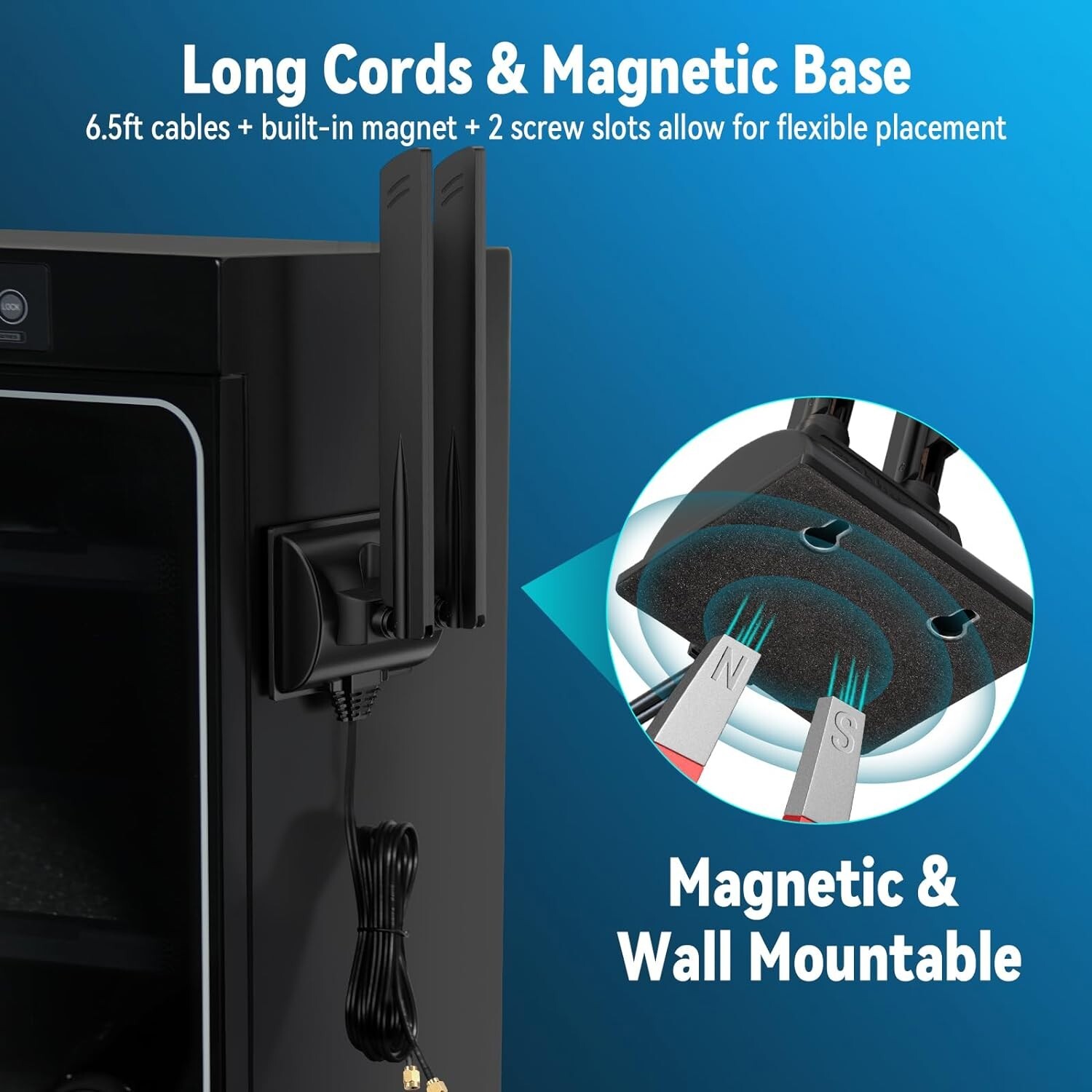 WiFi 6E Antenna Tri-Band 6GHz 5GHz 2.4GHz RP-SMA Magnet Mount for WiFi Router
