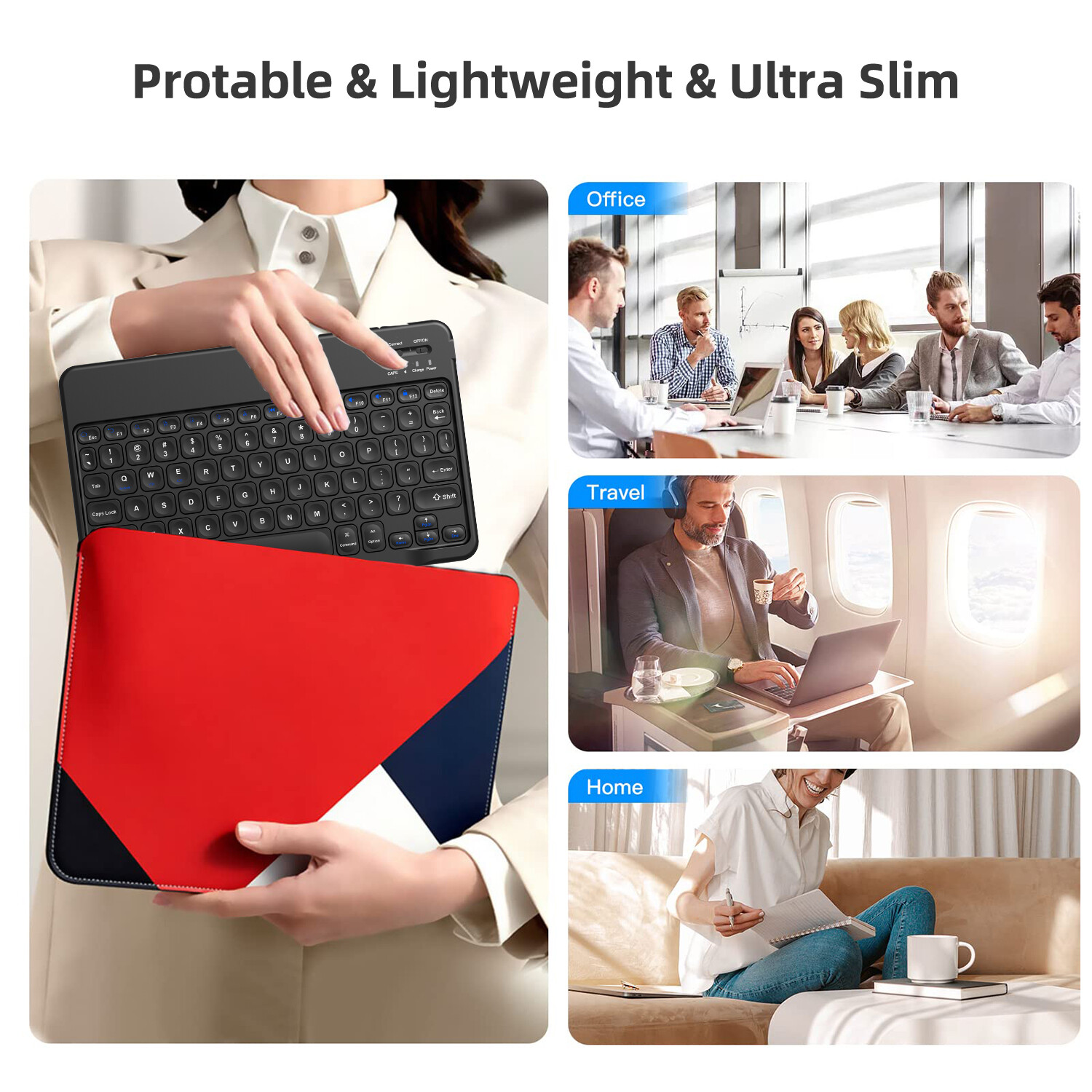 Keyboard Wireless Bluetooth Type-C Charging Port for Computer Laptop iPad Keypad