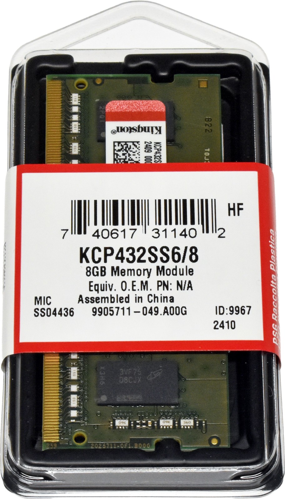 Kingston 8GB 1Rx16 PC4-25600 KCP432SS6/8 SO-DIMM NEW NEW