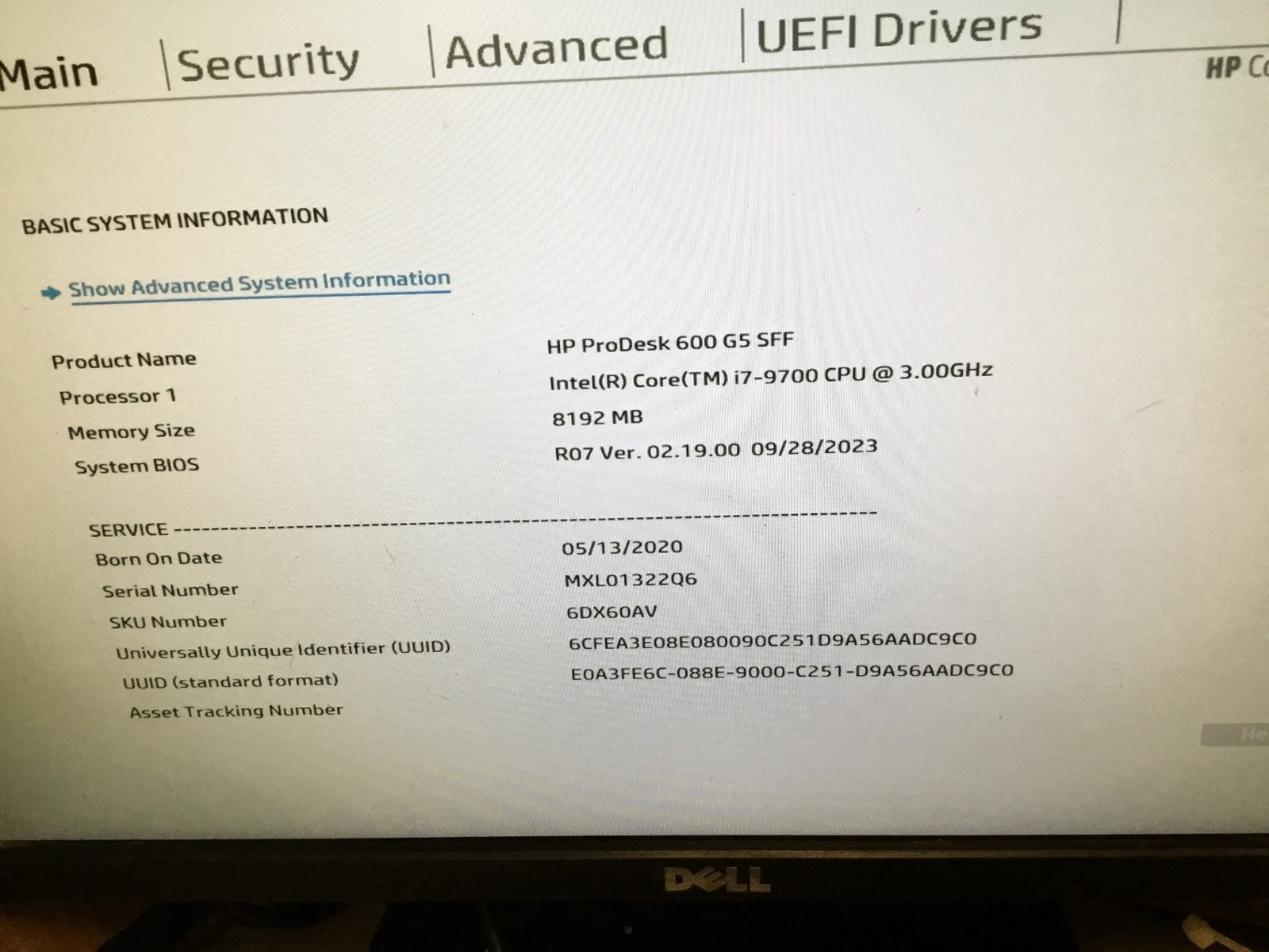 HP ProDesk 600 G5 SFF Computer i7-9700 3.0GHz 8-Core 8GB RAM 1TB HDD DVDRW