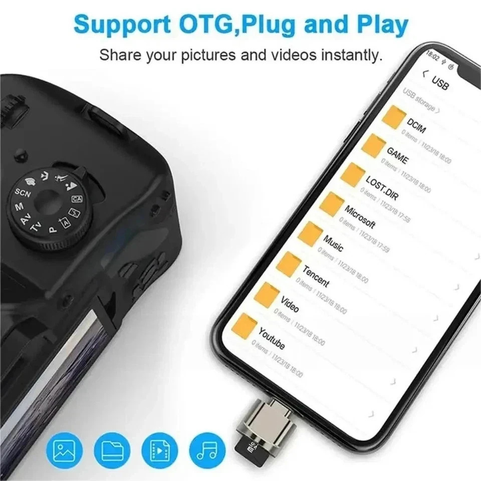 Type C To Micro SD TF Card Reader OTG USB Adapter Converter For Samsung Phone