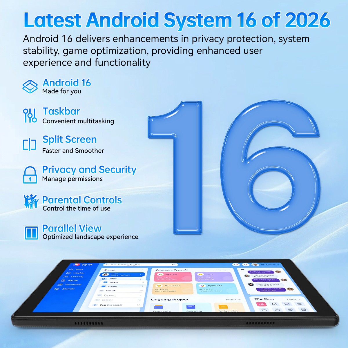 AEEZO 10.1 inch WIFI Tablet Android 16 IPS HD 34/36GB + 128/256GB Widevine L1