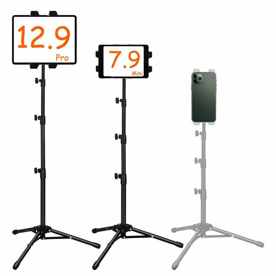 22-54″ Sturdy Tripod Floor Tablet Stand Cellphone Holder Fr 4.7-13″ Device W Bag