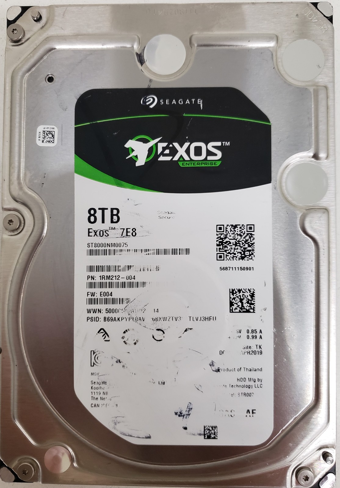 Seagate Exos ST8000NM0075 8TB 3.5″ SAS 12Gb/s 7200RPM P/N: 1RM212-004 HDD.