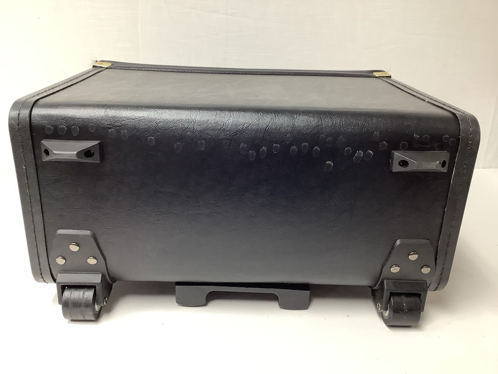 VTG U.S Luggage Rolling Pilot Case Black Leatherette Catalog Briefcase Locks