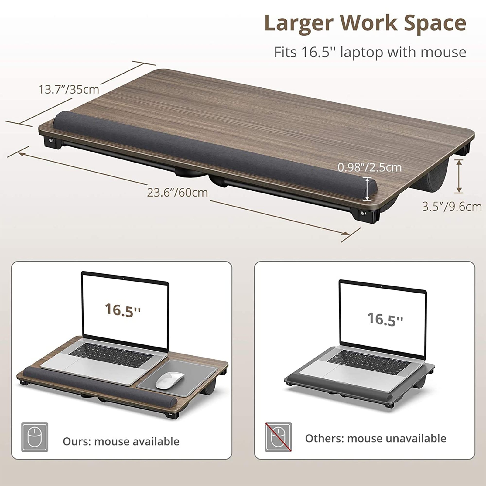 ATUMTEK 27� Extra Large Lap Desk Fits 17 inches Laptops, 2 in 1 Laptop Desk for