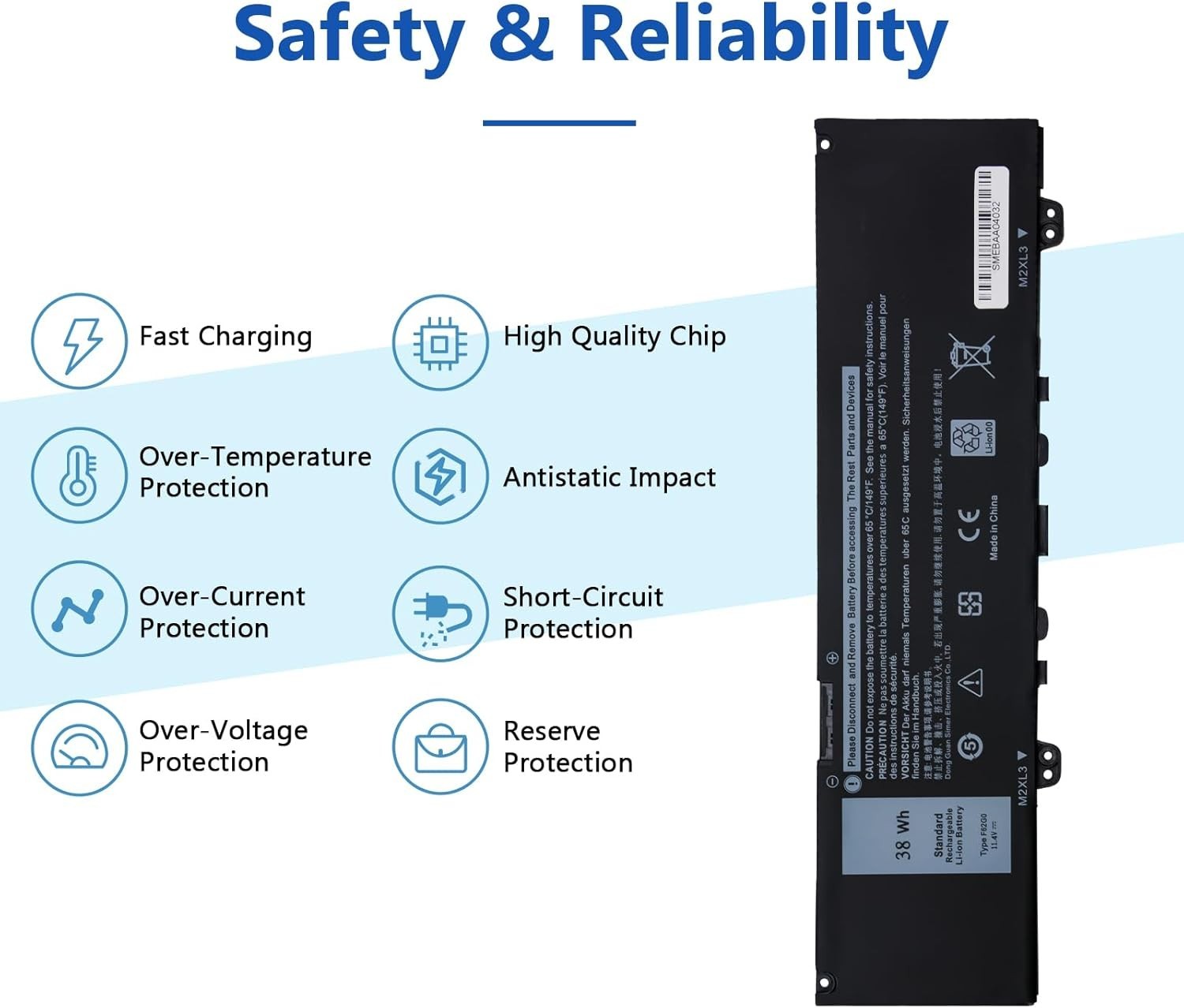 F62G0 Battery Replacement for Dell Inspiron 13 7000 7373 7386 2-In-1 7370 7380 5