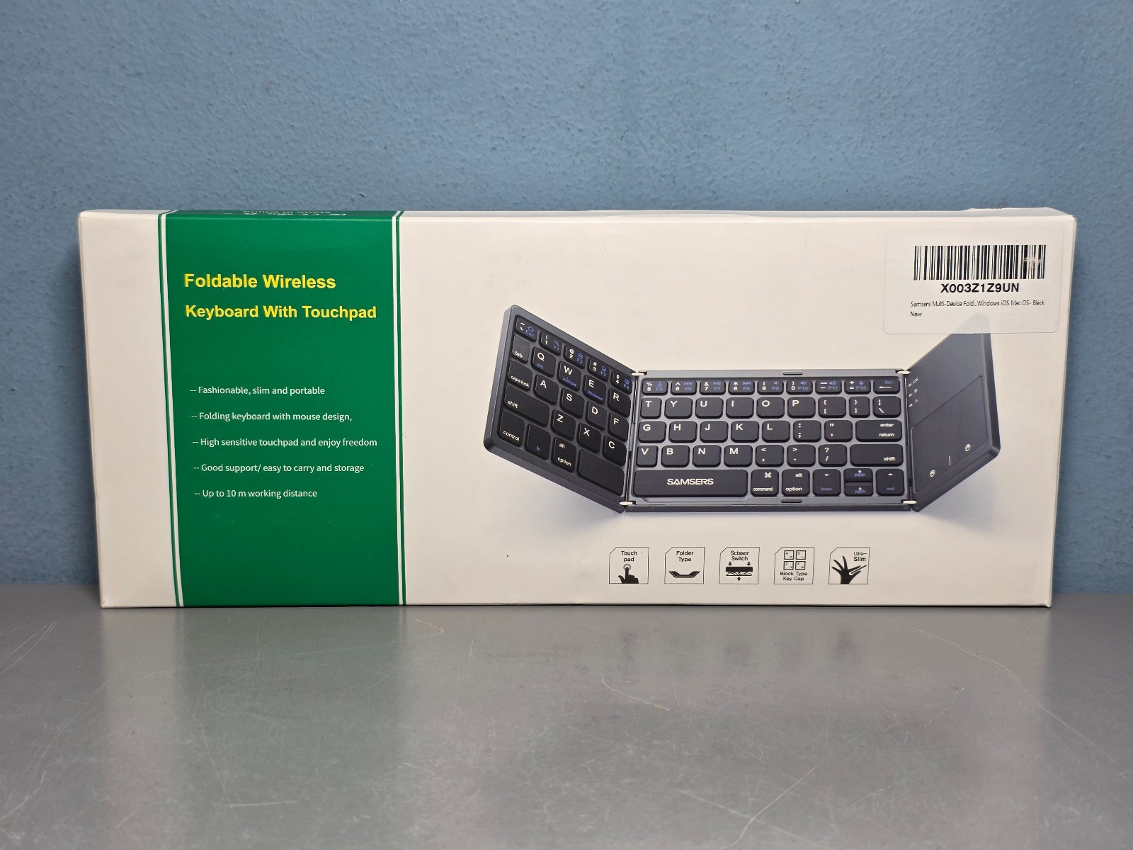 Samsers Foldable Wireless Keyboard with Touchpad & Phone Stand – New!