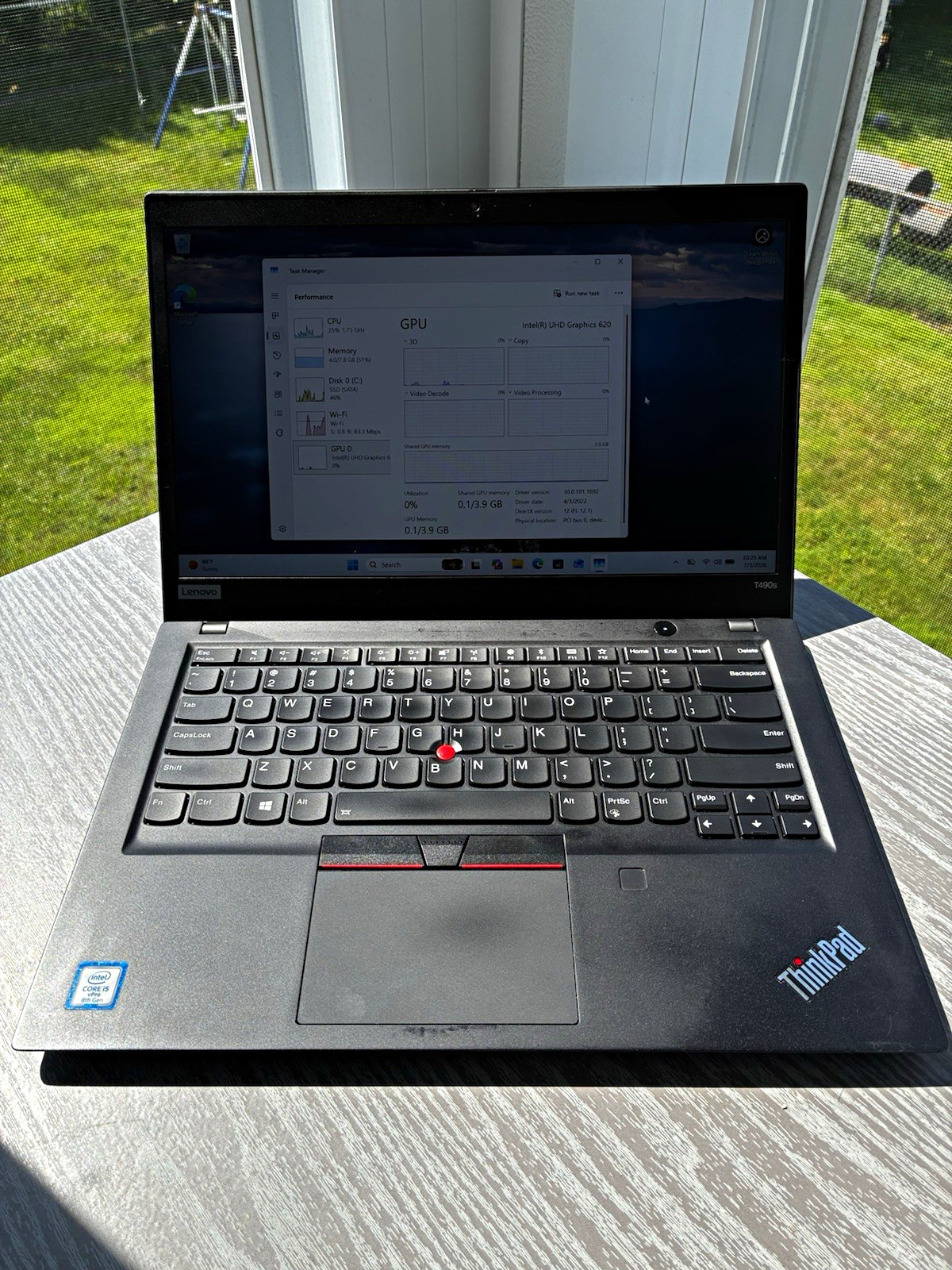 Lenovo ThinkPad T490s 14″ i5-8365u, 8GB RAM, 256GB NVME SSD, Windows 11 (CLEAN)