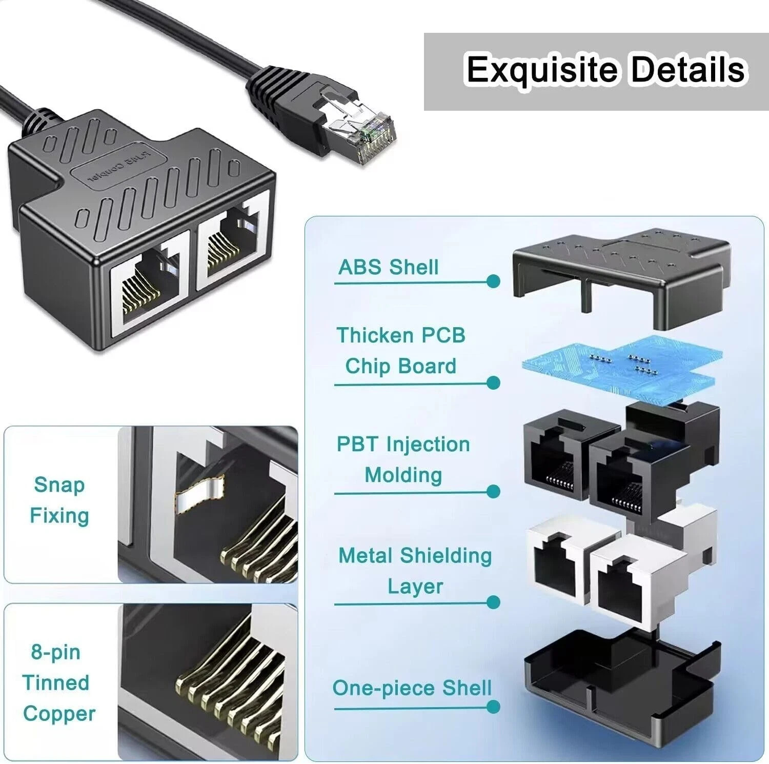 Ethernet Splitter 1 to 2, RJ45 Network Splitter Starlink Ethernet Adapter, LA…