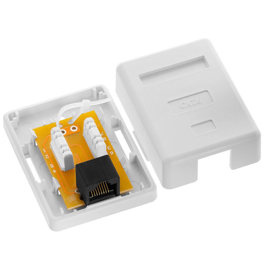 RJ45 White Surface Mount Box 1 Port For Cat6 Cable Female RJ45 Jack Connector