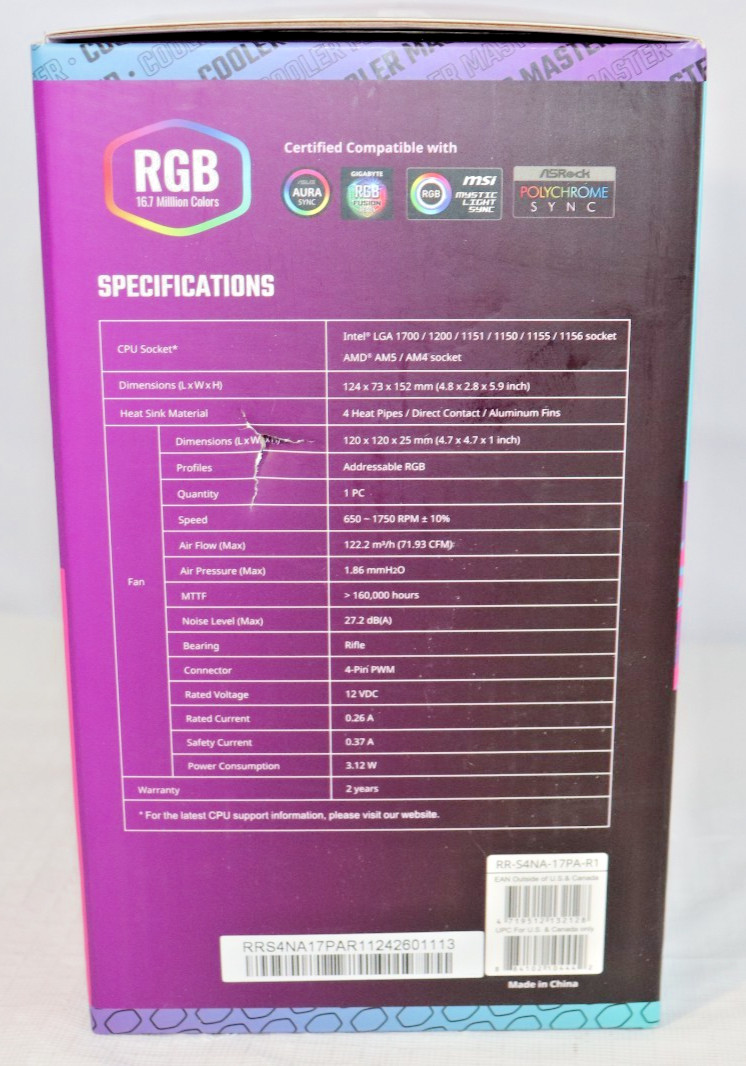 Cooler Master Hyper 212 Spectrum V3 ARGB CPU Cooler 120mm AM4/AM5/LGA 1700 &more