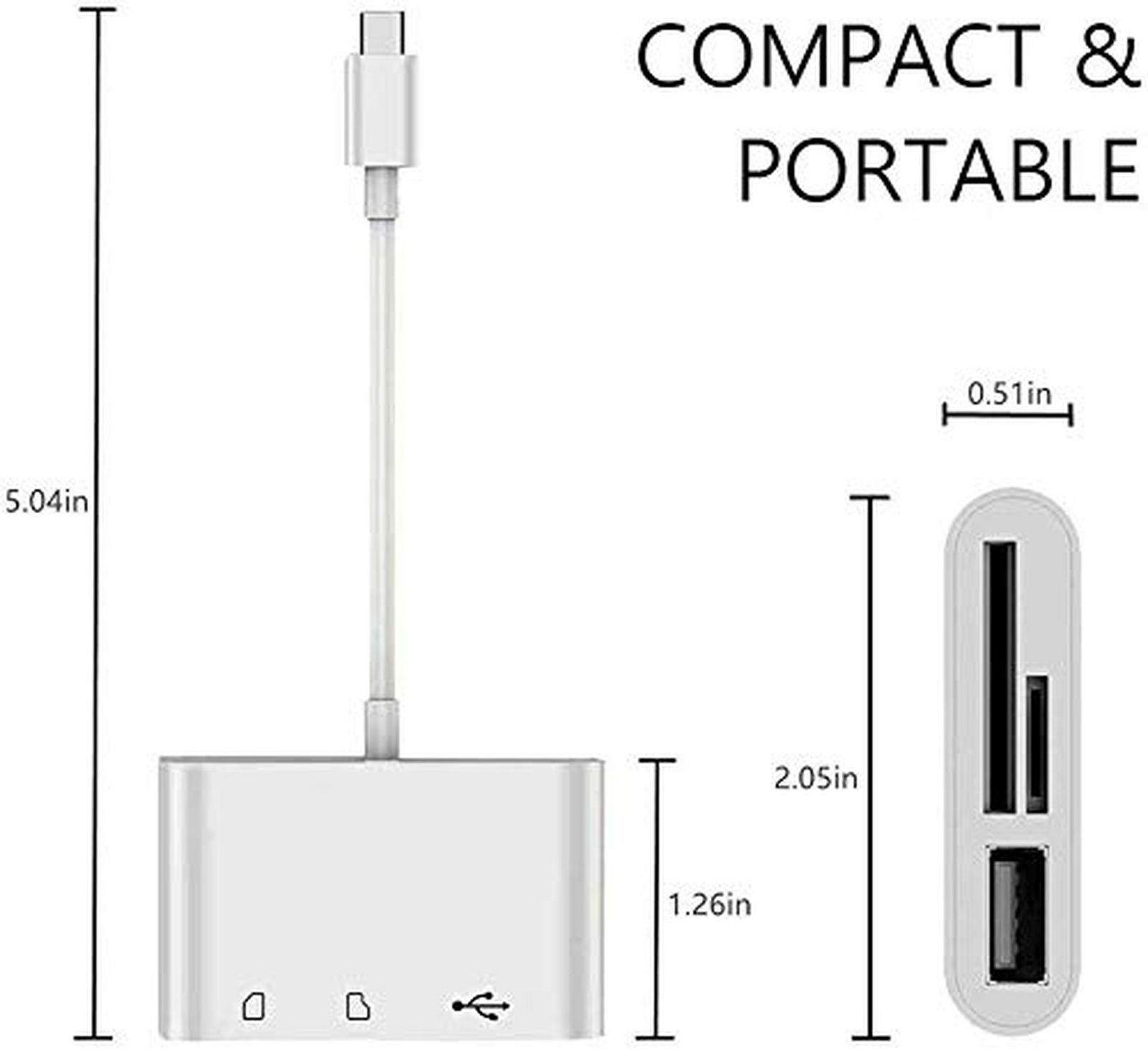 USB C SD Card Reader, 3 in 1 USB Type C to USB Camera Memory Card Adapter Hub