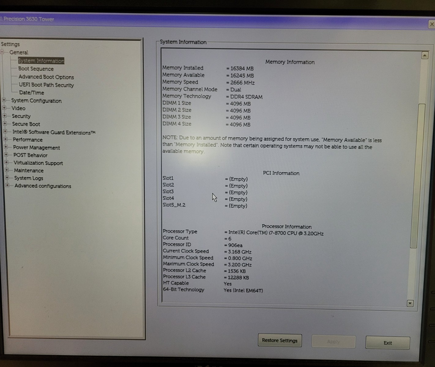 Dell Precision 3630 Tower Workstation i7-8700 3.2GHz 16GB 256GB SSD 1TB HDD W11P