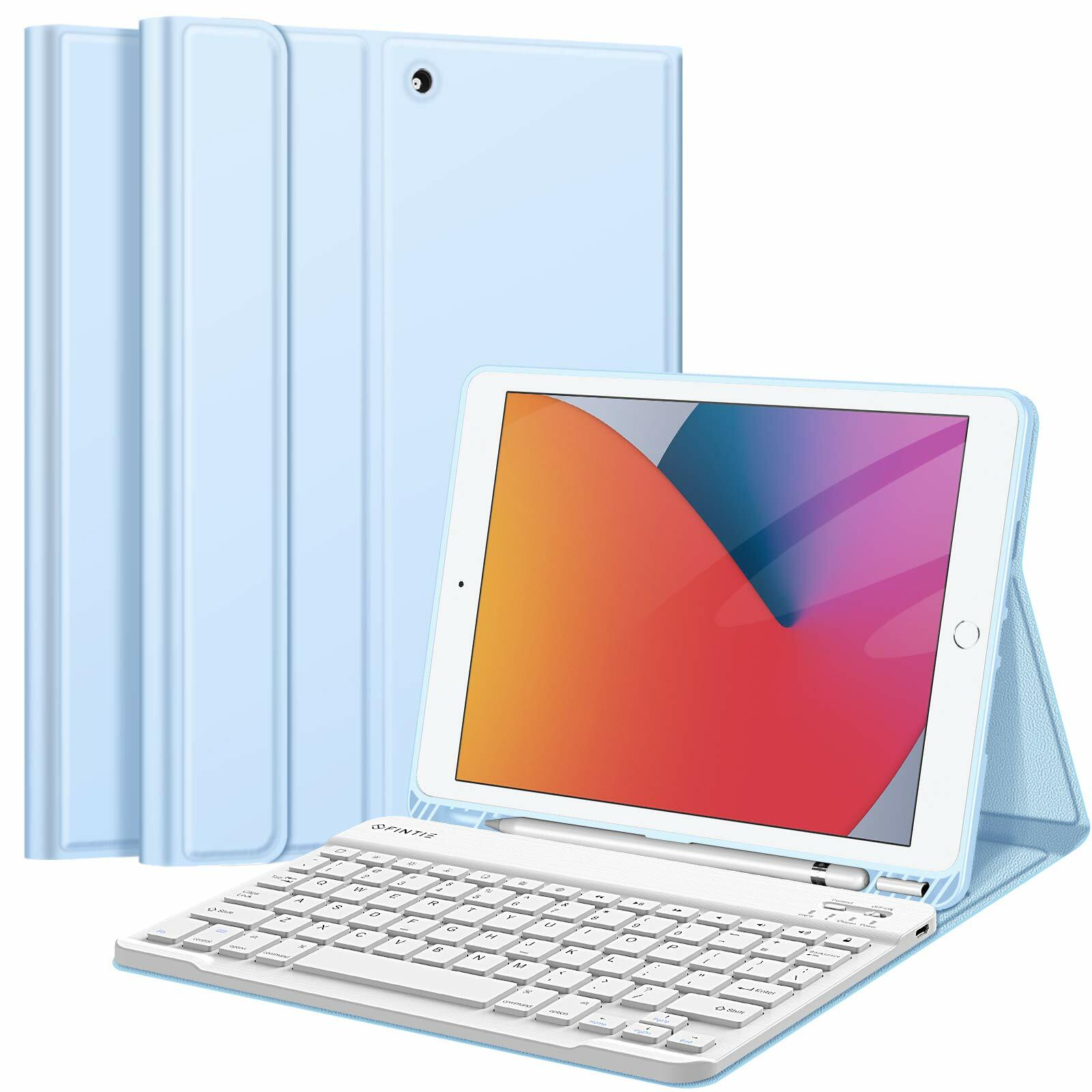 Bluetooth Keyboard Case for iPad 9th Gen (2021) 10.2 inch Folio Stand Back Cover