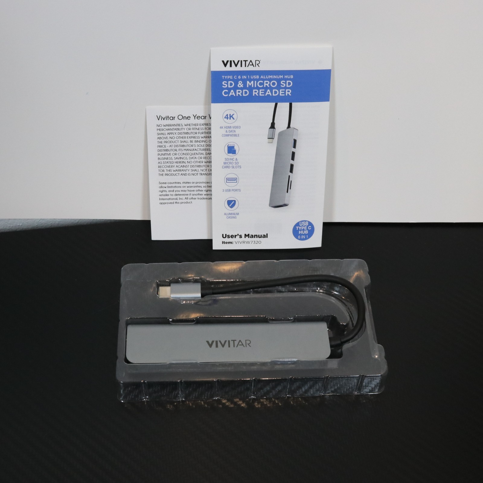 VIVITAR 6 in 1 USB Type C Hub – 4K HDMI 1x USB 3.0 2x USB 2.0 SD/SDHC, Micro SD