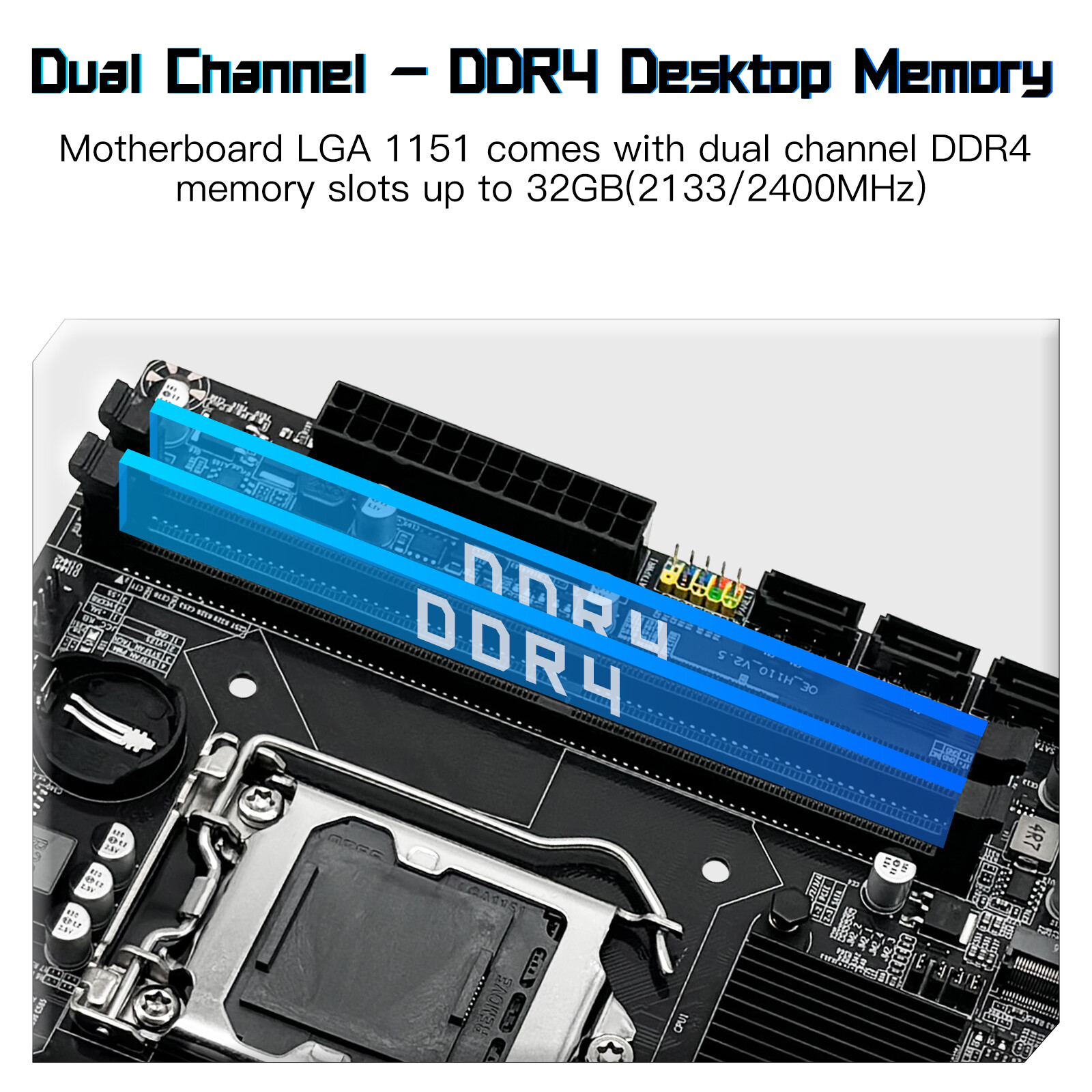 JUXIESHI LGA 1151 Motherboard H110 for Intel 9th 8th 7th 6th CPU, PCI-E 3.0 DDR4