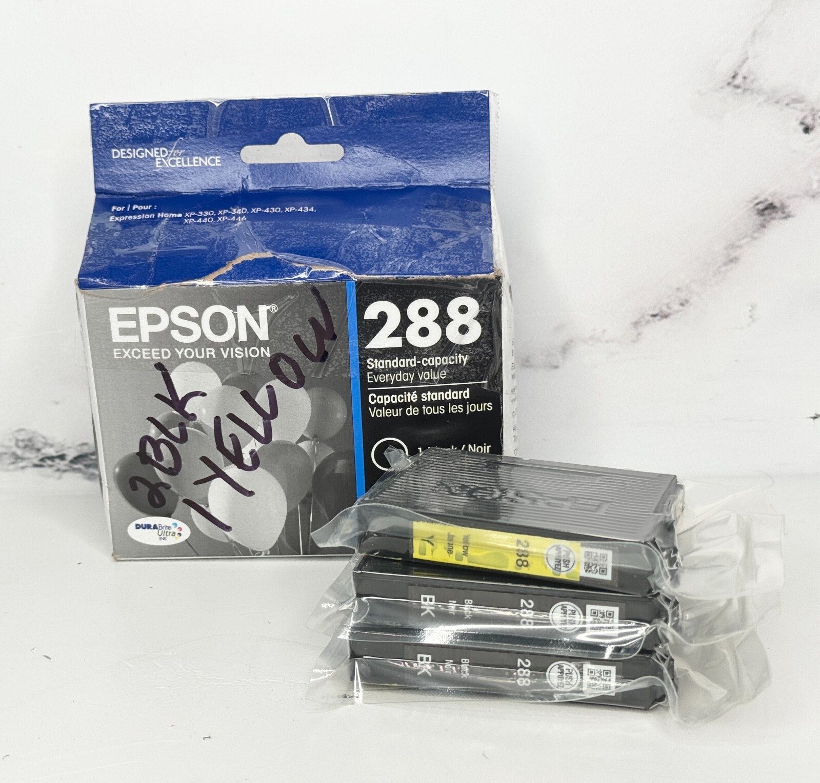New/Sealed EPSON 288 INK (2 Black / 1 Yellow) | Expires 08/2027