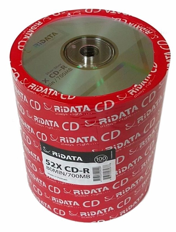 100 RITEK RIDATA 52X Blank CD-R CDR Branded Logo 700MB Recordable Media Disc