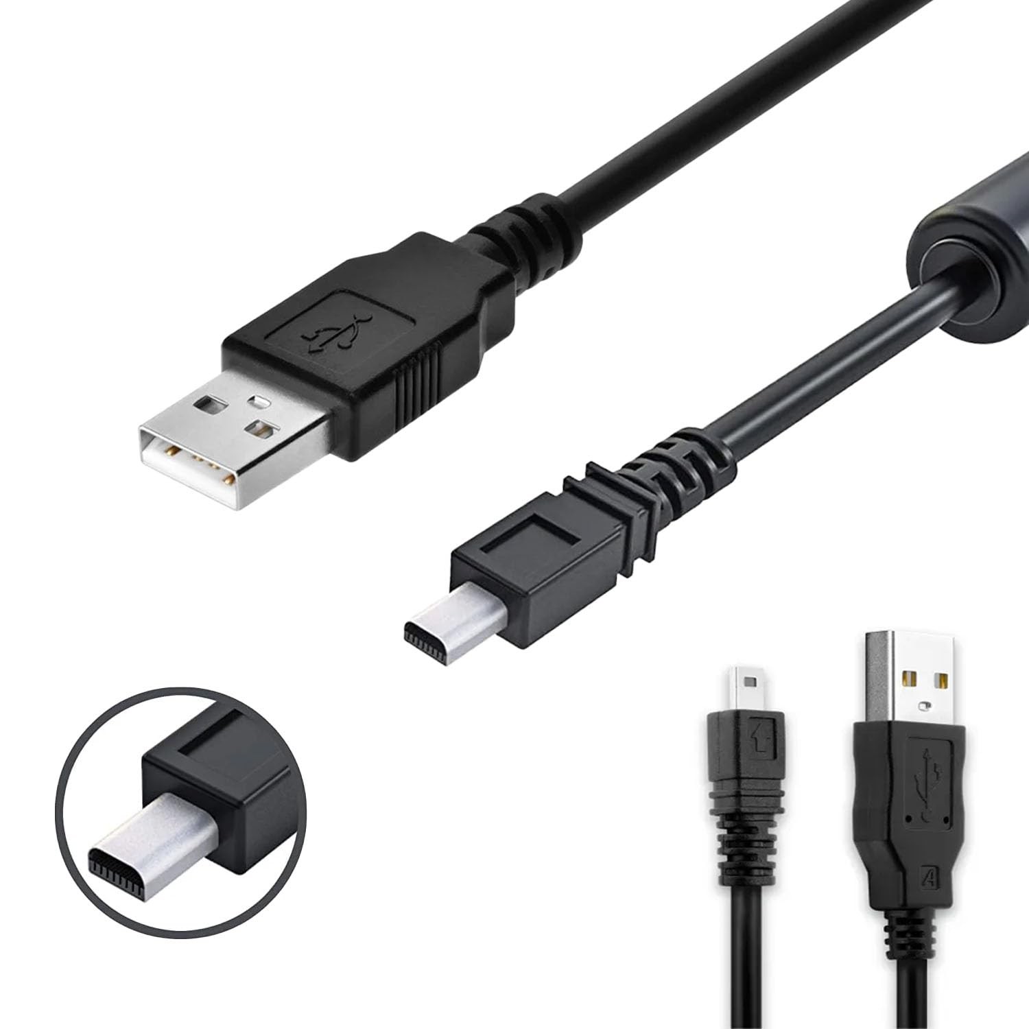 Wetco Black Durable 8 Pin Mini USB Cable 4.9ft – 2.0 A to 3 feet,
