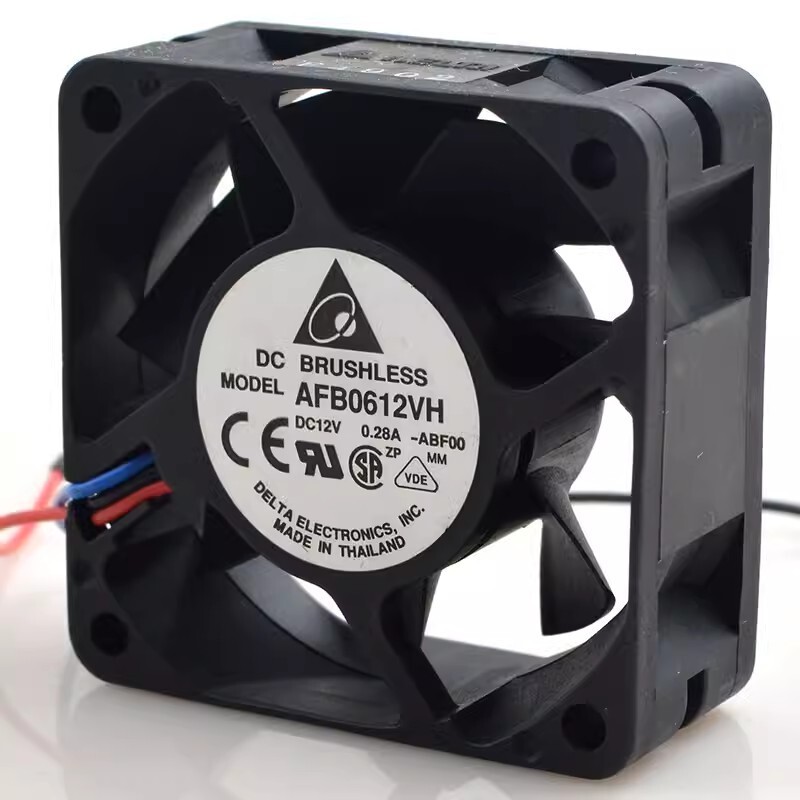 Delta AFB0612VH-ABF00 12V 0.28A 6025 6CM 3-Wire Dual Ball Cooling Fan