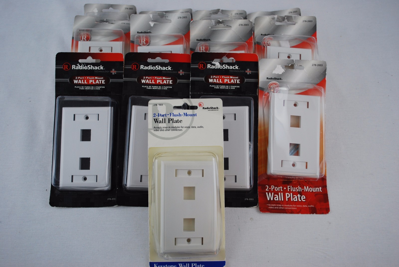 2 Port Flush Mount Wall Plate Voice Data Audio Video Snap In Modules Lot of 13