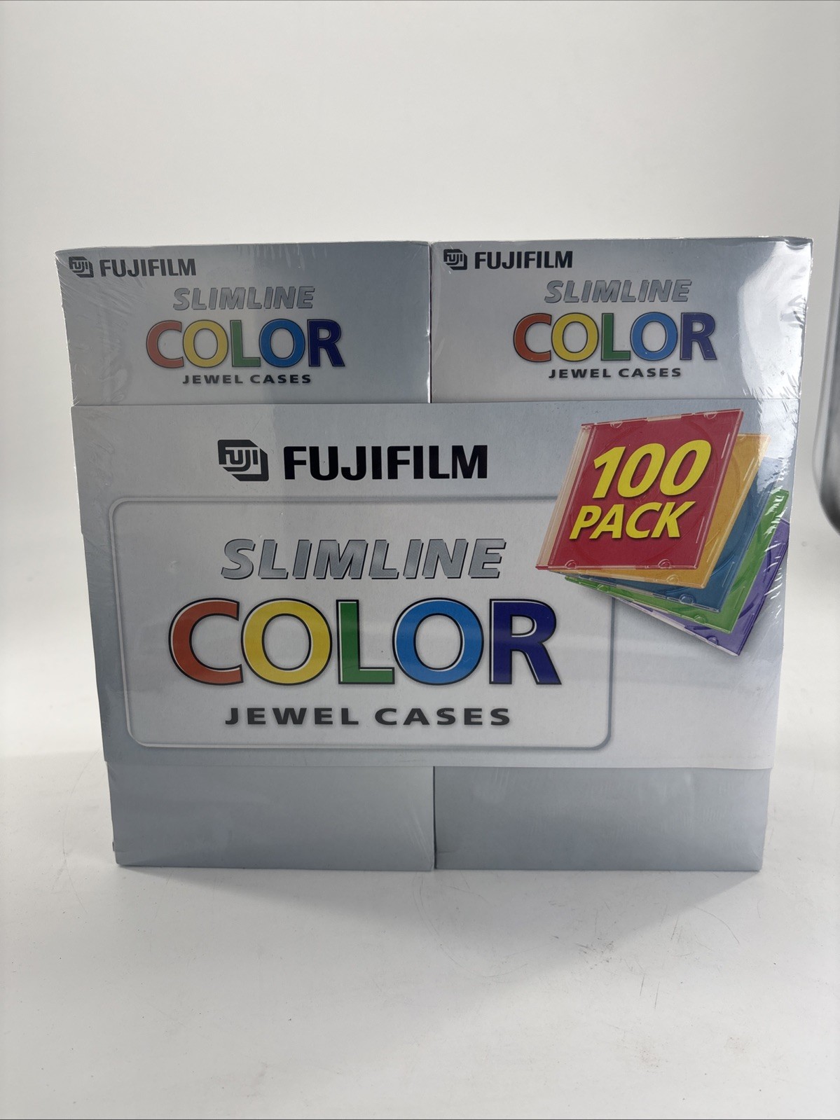 Fujifilm 100 Pack Color Slimline CD DVD GAME Jewel Cases Case Brand New Sealed