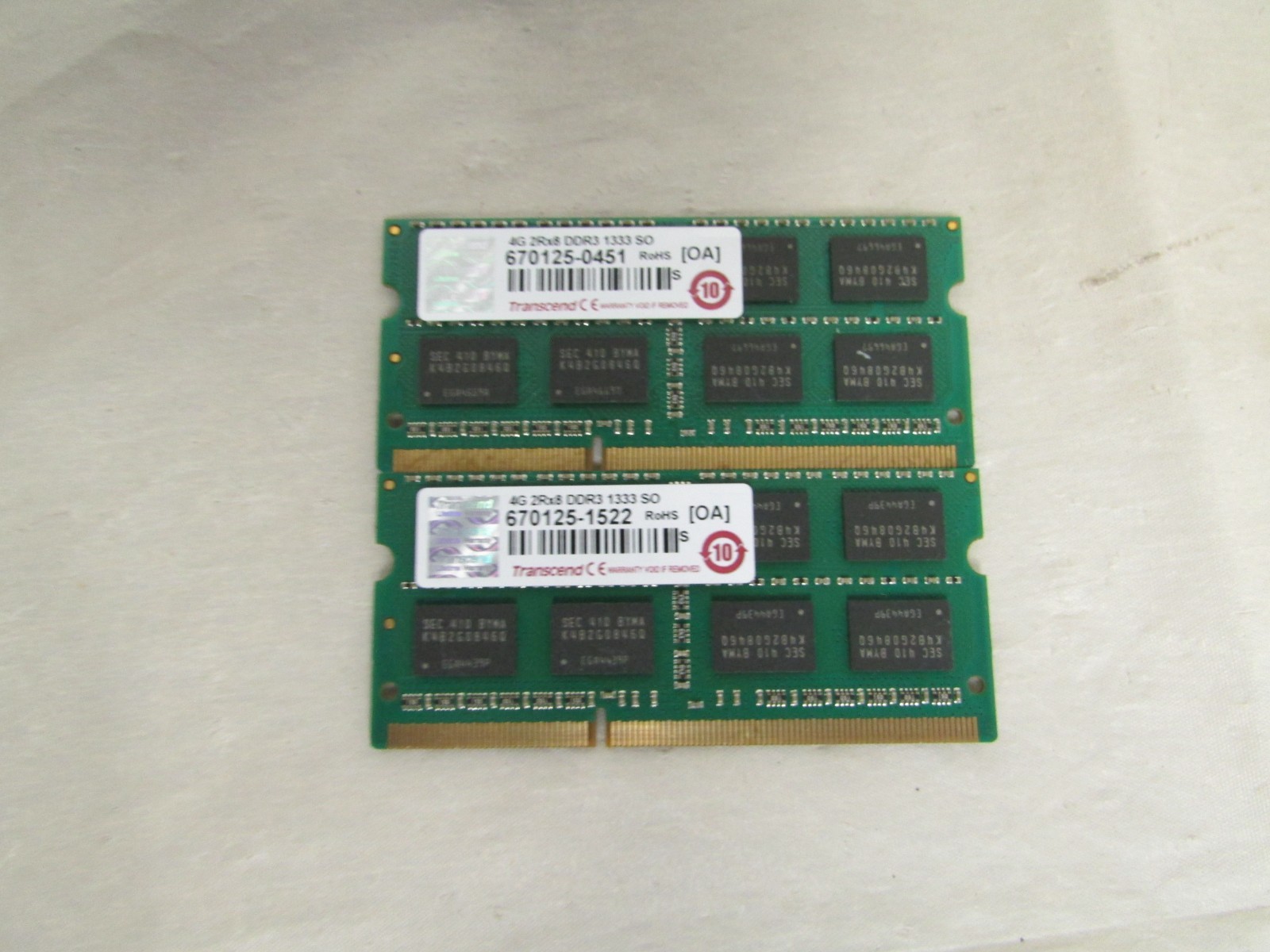 Transcend 8GB (2x4GB) 2Rx8 DDR3 1333Mhz SODIMM KIT