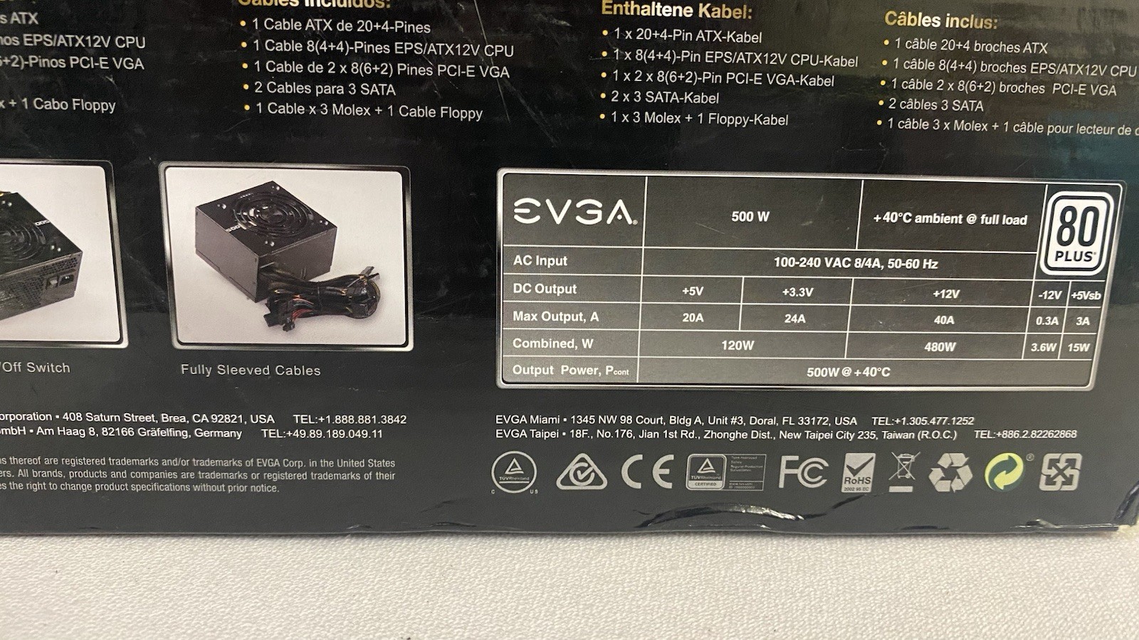 EVGA 500 W1 80Plus 500W Power Supply – 100-W1-0500-KR Brand New Fast Shipping
