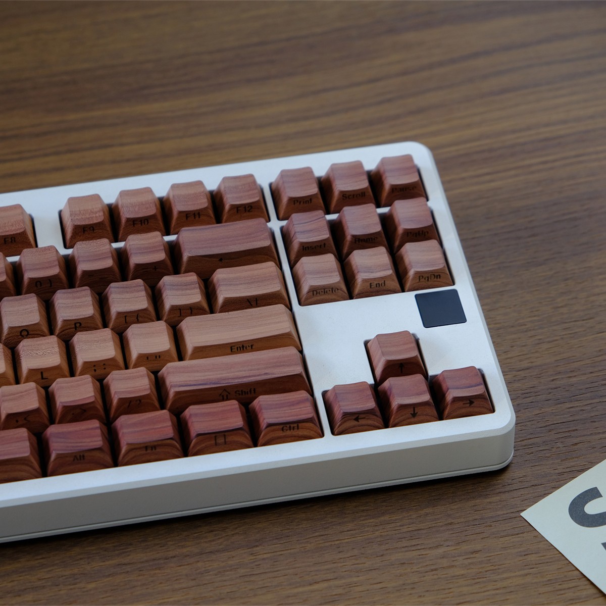 Walnut Wood Side Print Shine Through Cherry Profile Doubleshot PBT Keycap Set