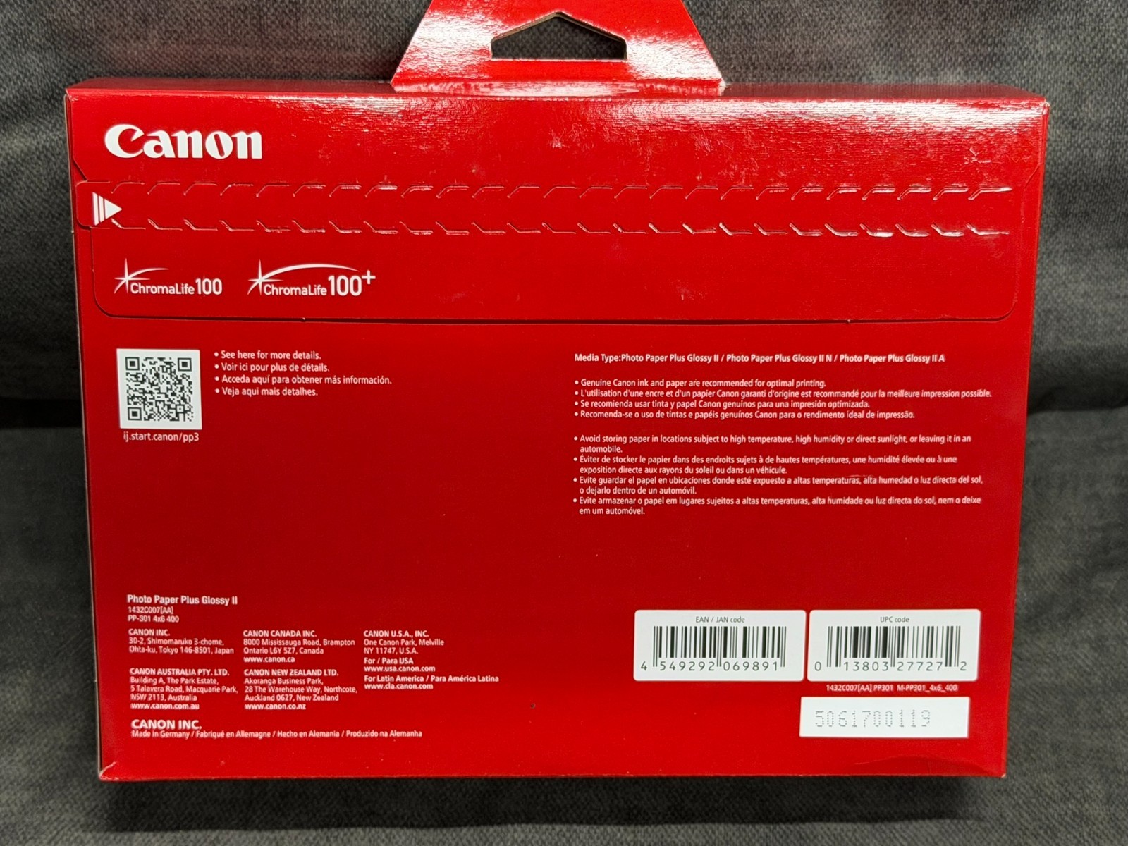 Canon 1432C007 4 x 6 inch Plus Glossy II Photo Paper – 400 Sheets – NIB