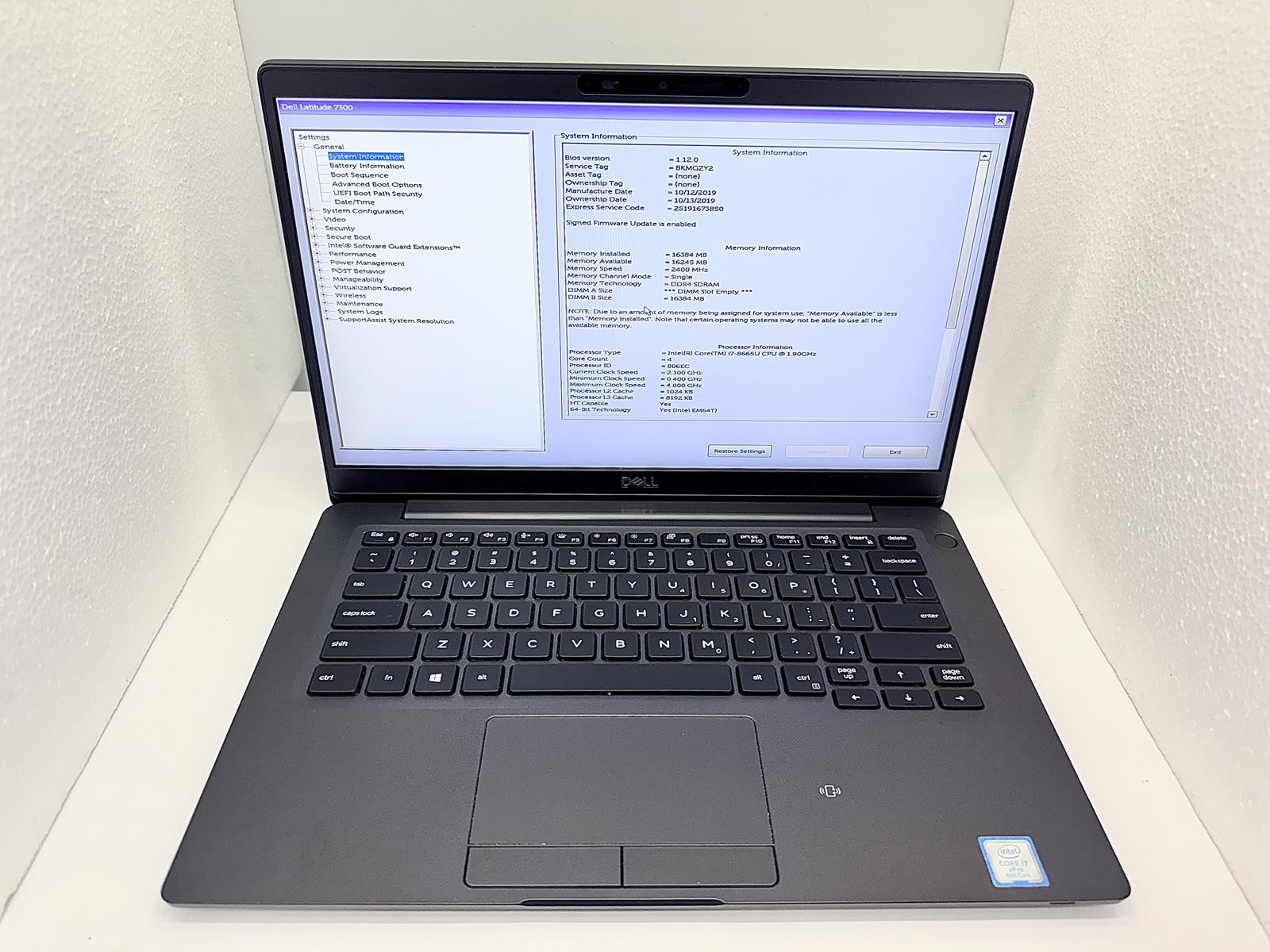 Dell Latitude 7300, Intel Core i7-8665U CPU @ 1.90GHz, 16GB, 256GB NVMe. 4446