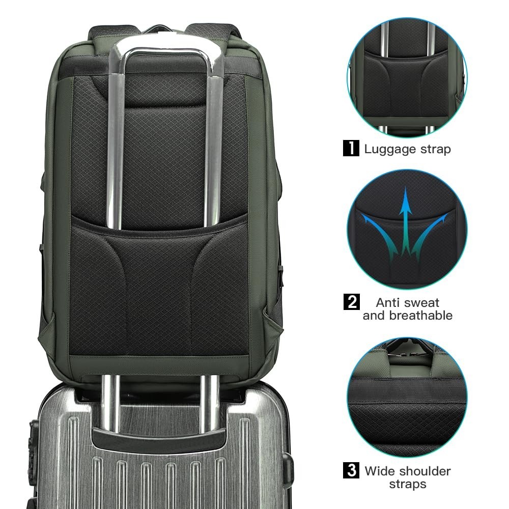 Waterproof Anti-Theft Laptop Backpack with USB Charging Port & TSA Lock, Fits 17