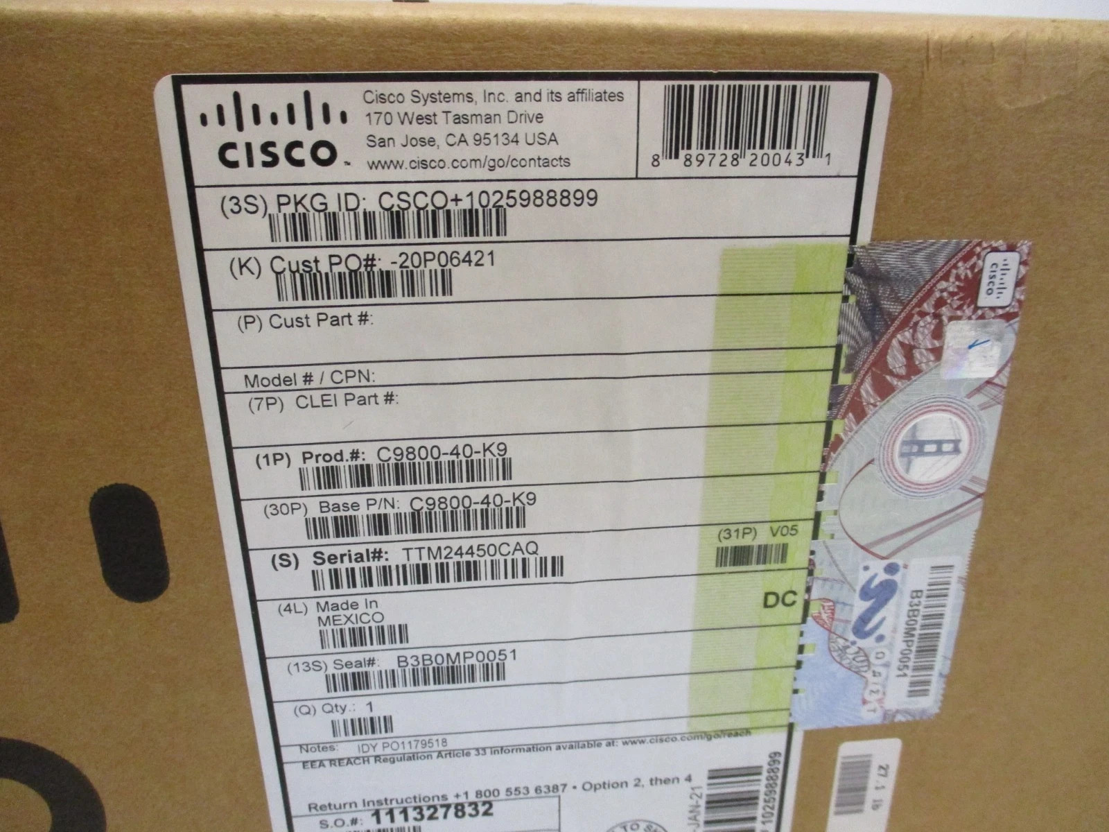 Cisco Catalyst C9800-40-K9 9800 Series WLAN Wireless Controller NEW