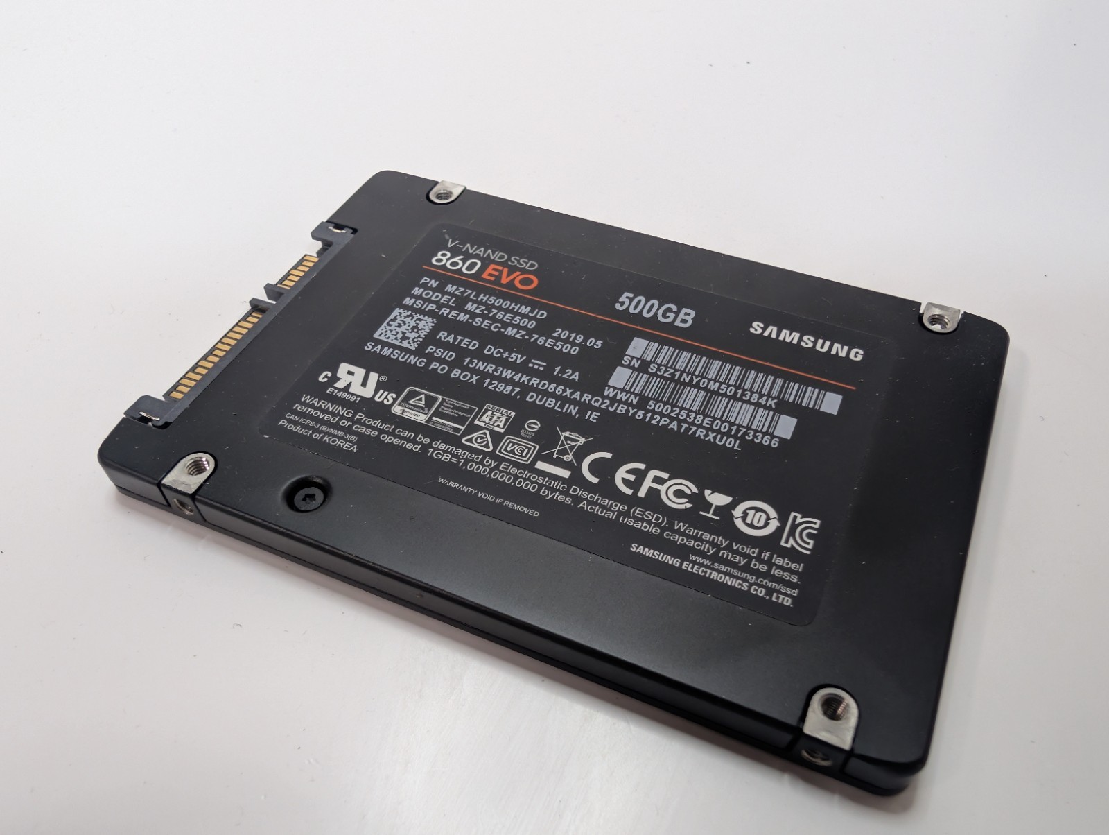 Samsung 860 EVO 500GB 2.5″ SATA SSD Solid State Drive MZ-76E500 100% HEALTH
