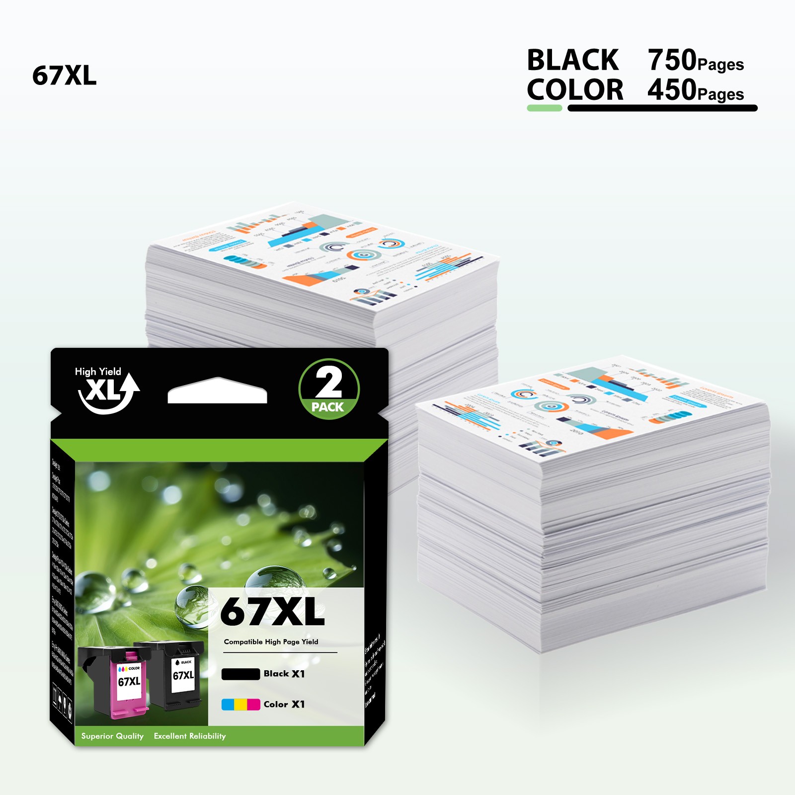 #67 XL 67XL Ink Cartridges for HP Ink 67 Deskjet 2700 2755 2800 2855e 4152e 4155