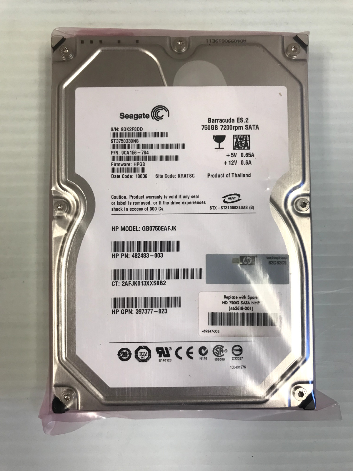 HP 462618-001 Barracuda ES.2 750GB 7200rpm ST3750330NS 3.5″ SATA Hard Drive