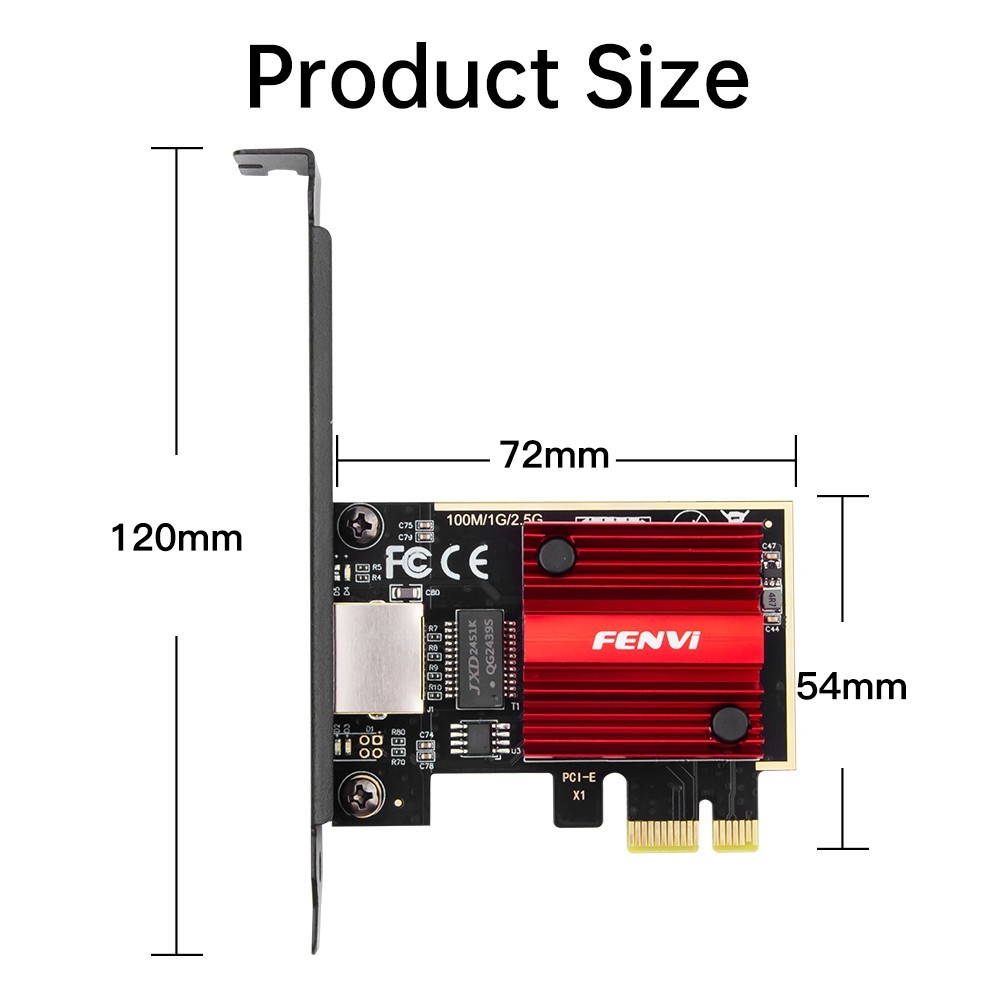 RTL8125 2.5G PCI-E Network Card Gigabit Ethernet Adapter RJ45 Port Low Latency