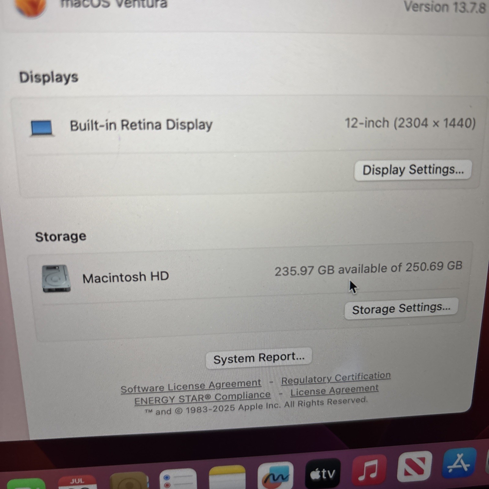 12″ Mid 2017 Macbook Rose Gold, 1.2 GHz M3, 8GB RAM, 256GB SSD, MacOS 13.7.8
