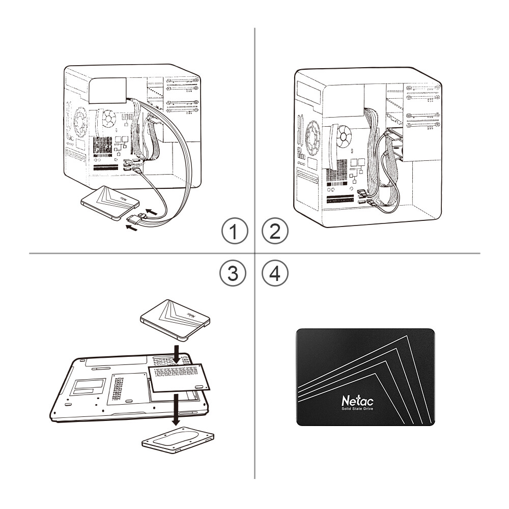 Netac Internal SSD 1TB Solid State Drive 2.5” SATA III 6GB/s Up to 550MBps