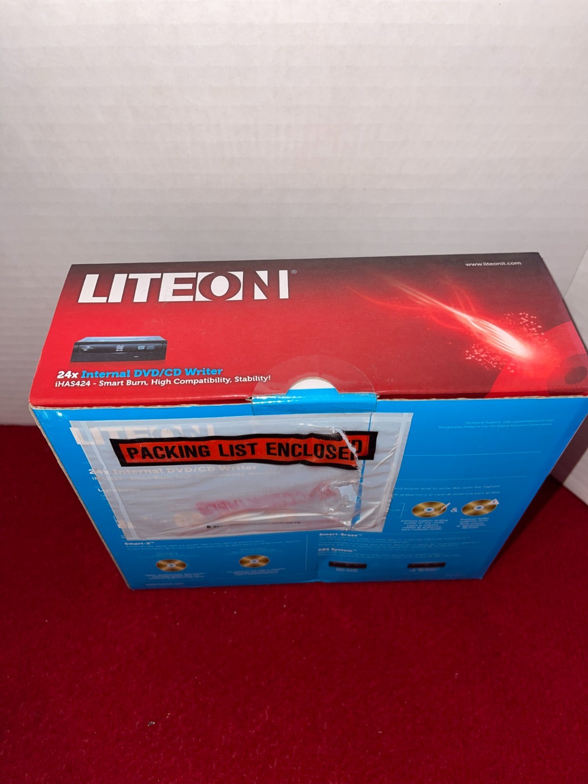 Lite-On iHAS424-98B 24x Internal SATA DVD/CD Writer RW Smart Burn – Sealed Box