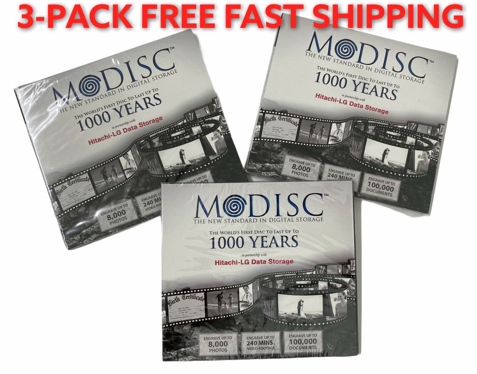 Blank M-disc 4.7 GB DVD Digital Storage Hitachi-Lg Data Last 1000 Years 3-Pack