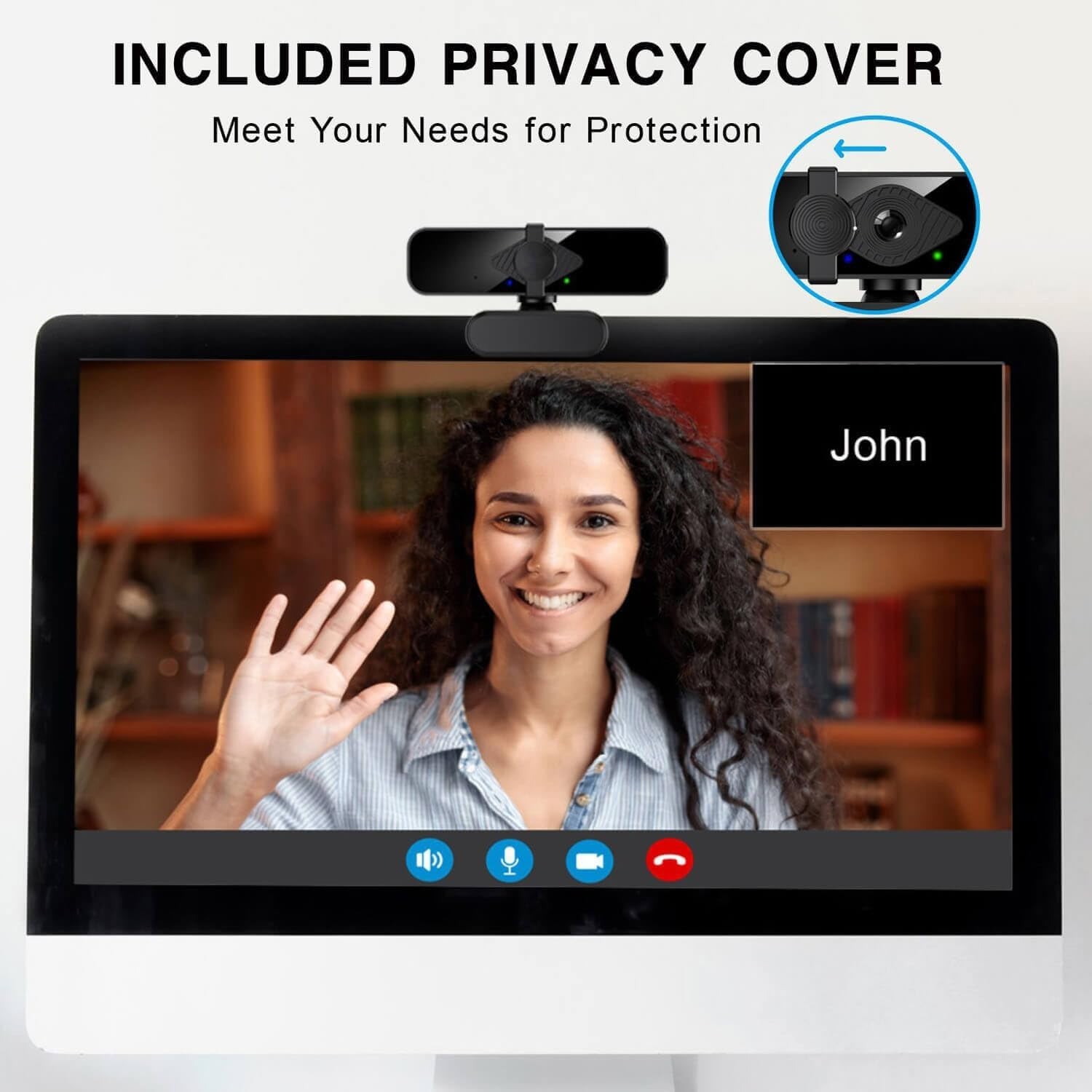 Plug-and-Play 2K Webcam, 85° View, Noise-Canceling Mic for Clear Video Calls