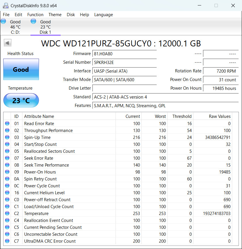 Western Digital WD Purple 12TB 3.5in SATA III 7200RPM 256MB WD121PURZ