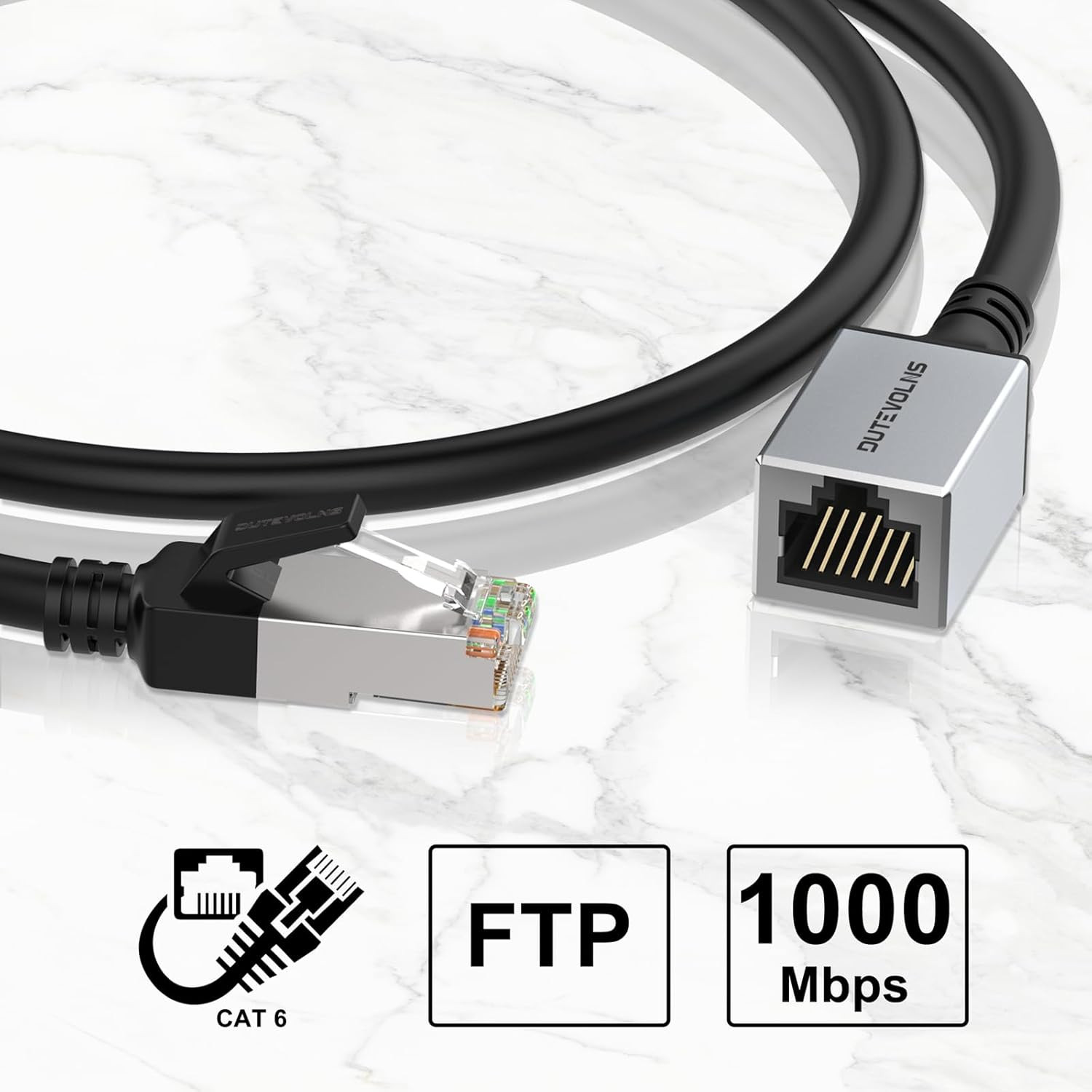 Cat 6 Ethernet Extension Cable 15 Feet, Network Male to Female Connector Cord, R