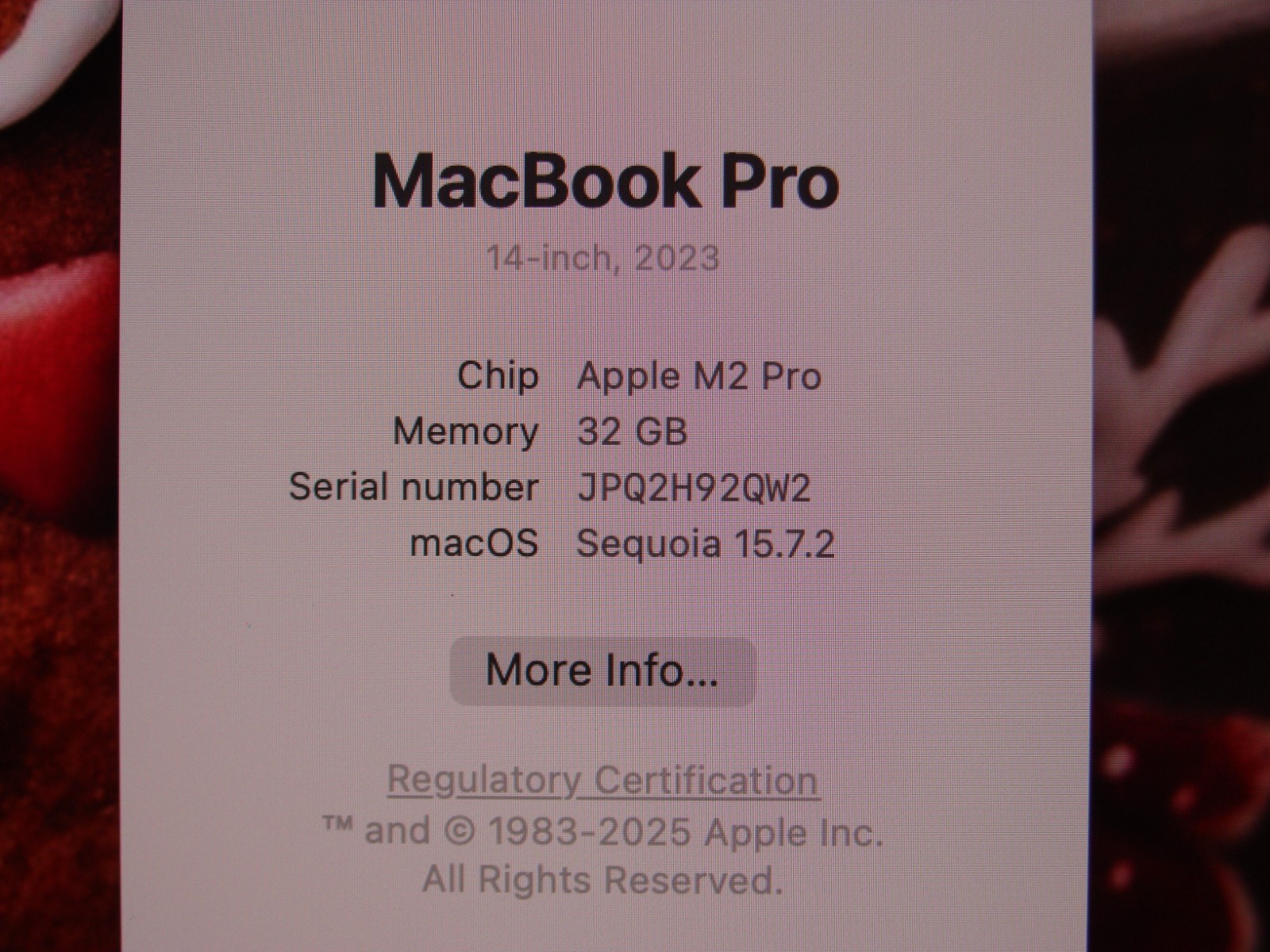 Apple Macbook Pro 14″ 2023 A2779 M2 Pro 10CPU/16GPU 3.49GHz 32GB 512GB Sequoia